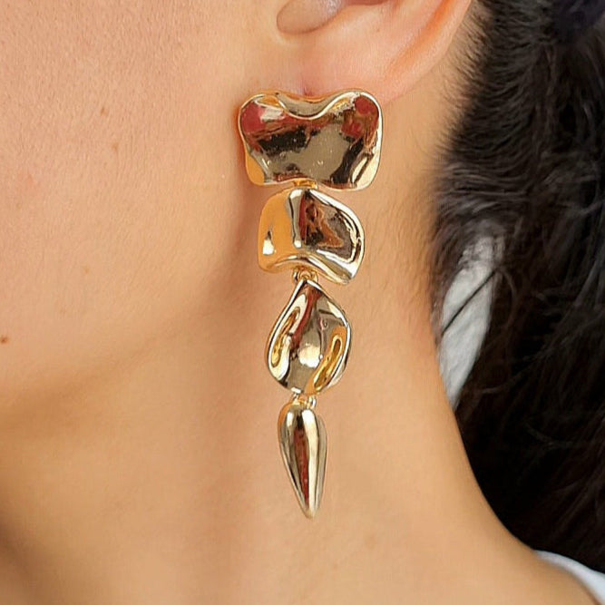TFC Beat Drop Gold Plated Dangler Earrings