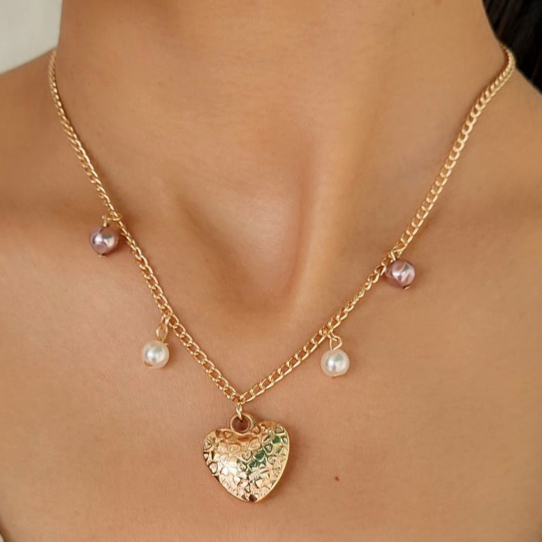 TFC Heartbeat Pearl Drop Gold Plated Necklace