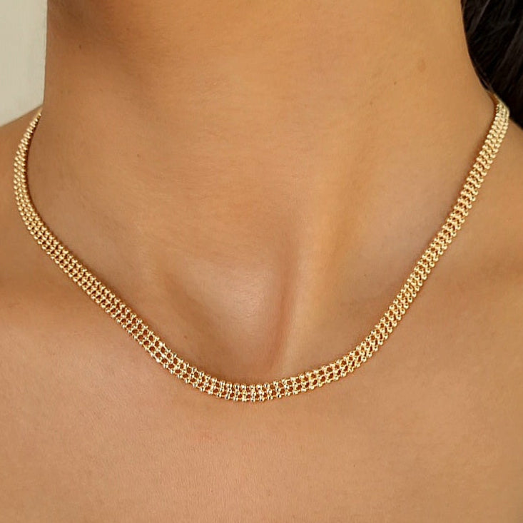 TFC Golden Stitch Gold Plated Chain Necklace