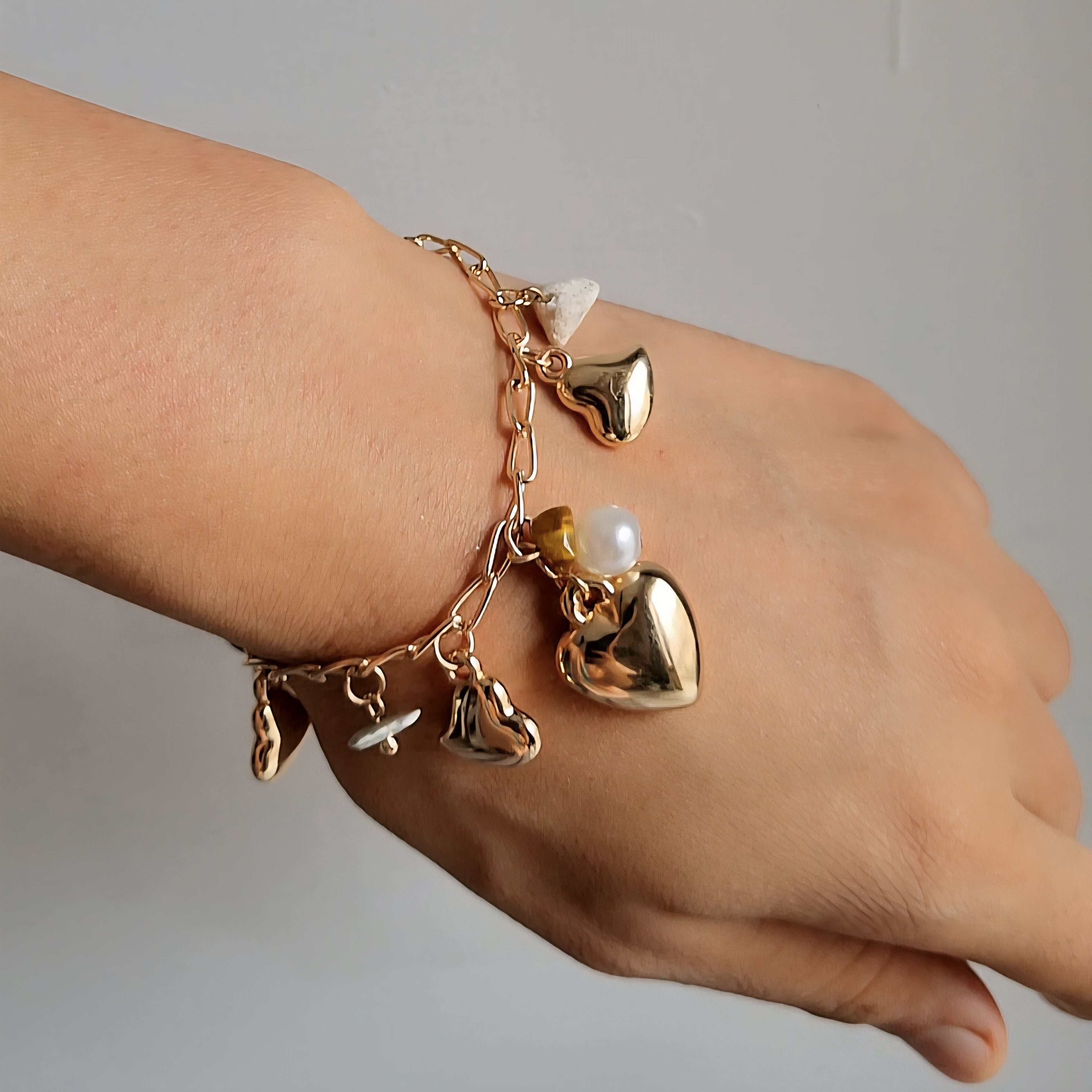 TFC Hearties Charms Gold Plated Bracelet