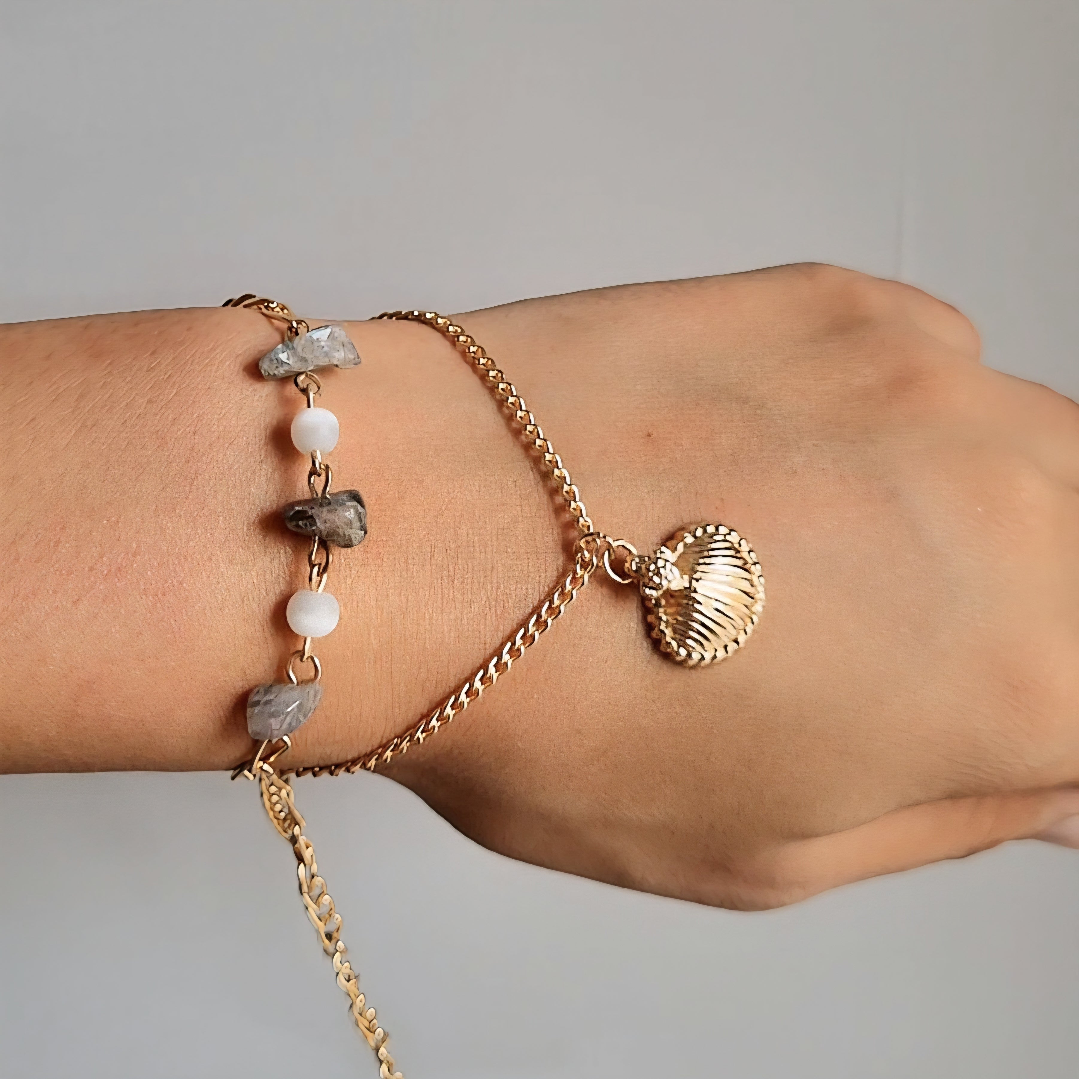 TFC Shell Bead Charm Gold Plated Bracelet
