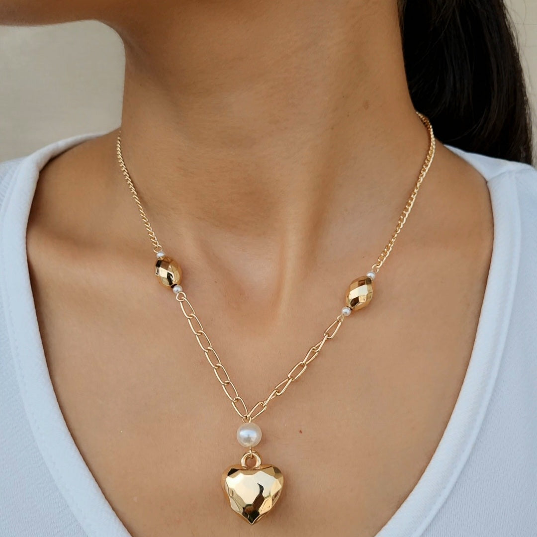 TFC Dimensional Heart Gold Plated Necklace