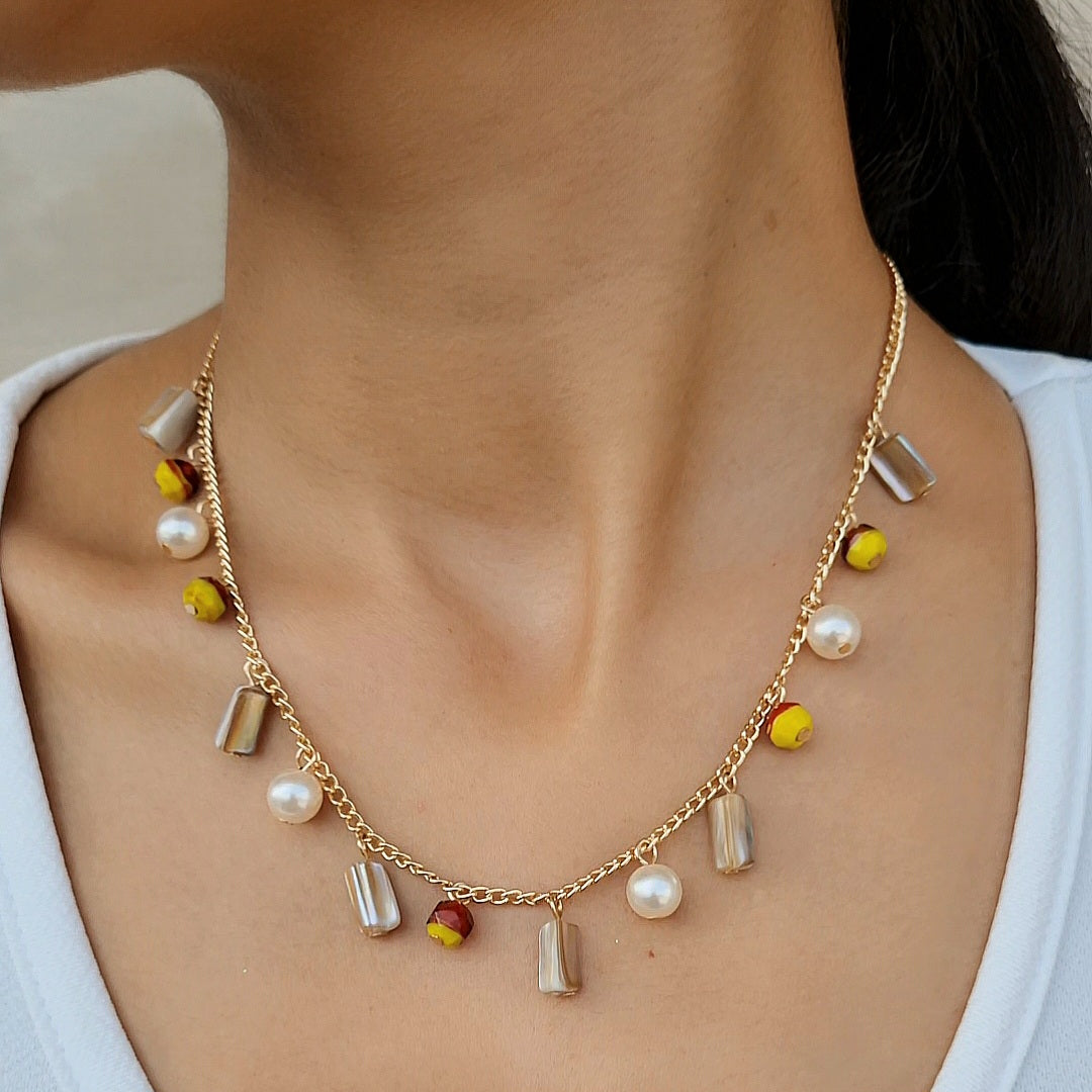 TFC Beachy Bead Charms Gold Plated Necklace