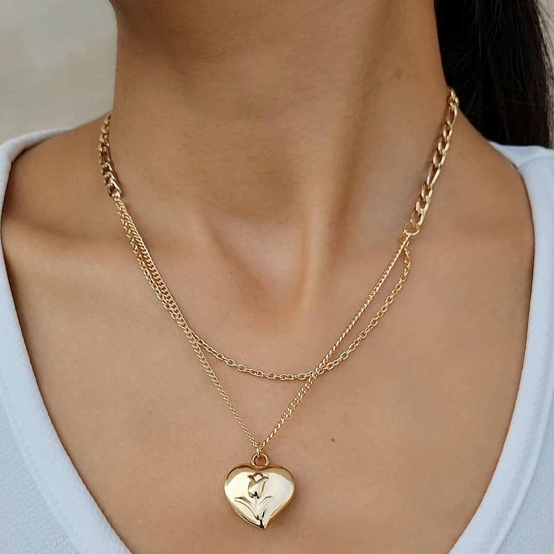 TFC Rose Heart Gold Plated Pendant Necklace