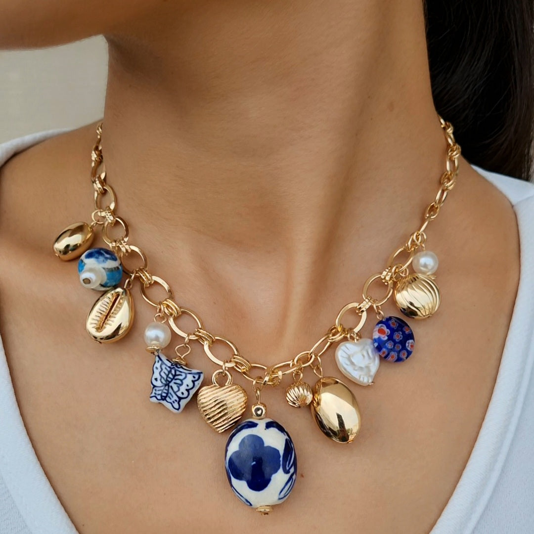TFC Unique Pottery Charms Gold Plated Necklace