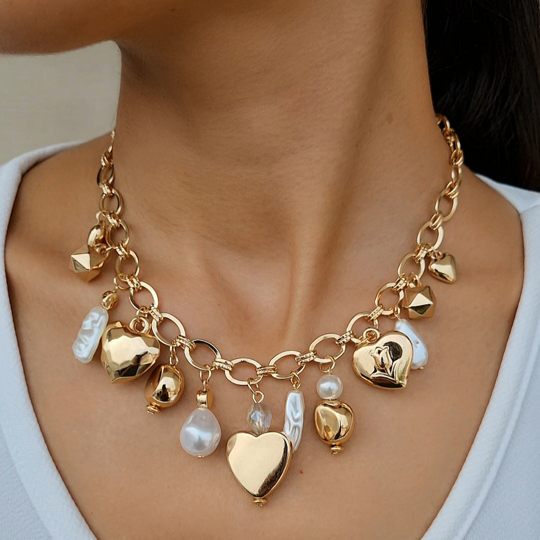 TFC Classic Heart Charms Gold Plated Necklace