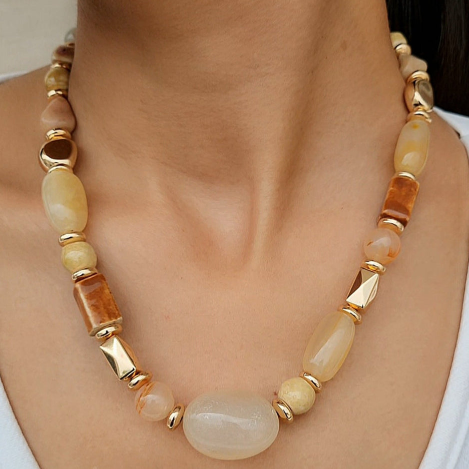 TFC Transy Bead Charms Gold Plated Necklace