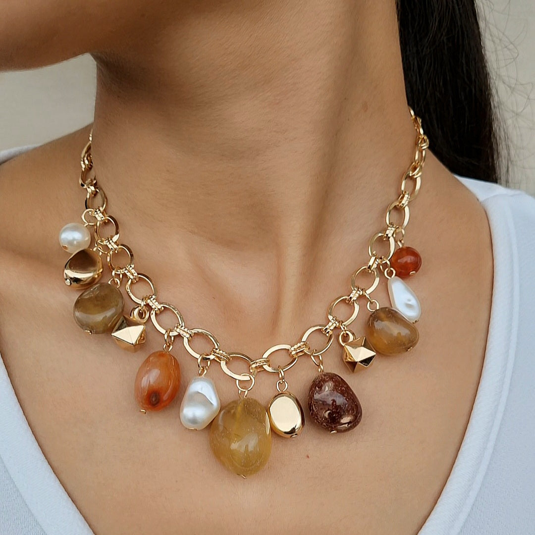TFC Nature's Nuggets Charms Gold Plated Necklace