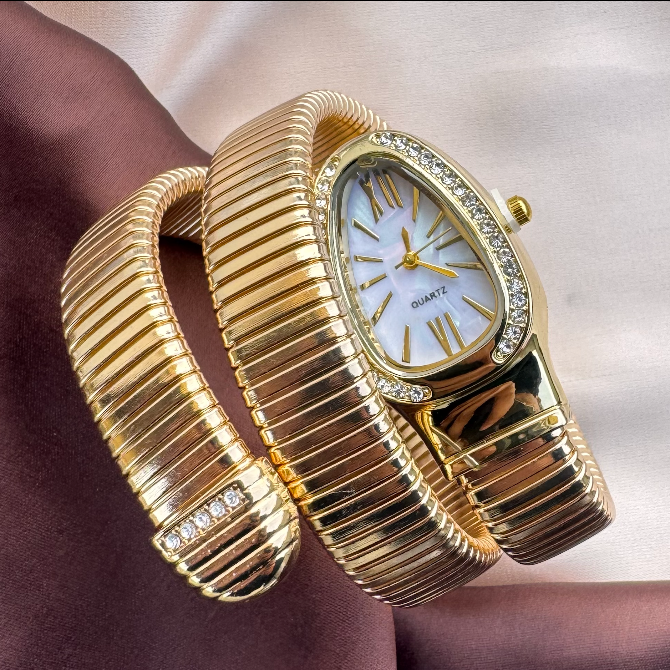 TFC Adjustable Stone Watch Gold Plated Bracelet