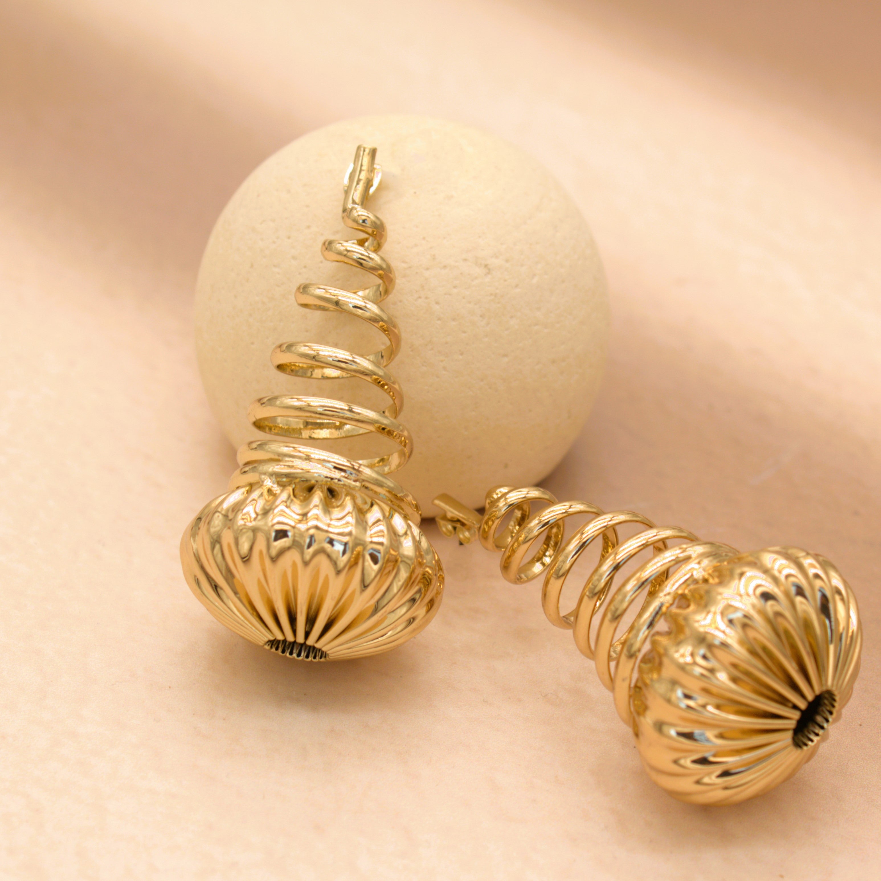 TFC Spring Vortex Gold Plated Dangler Earrings