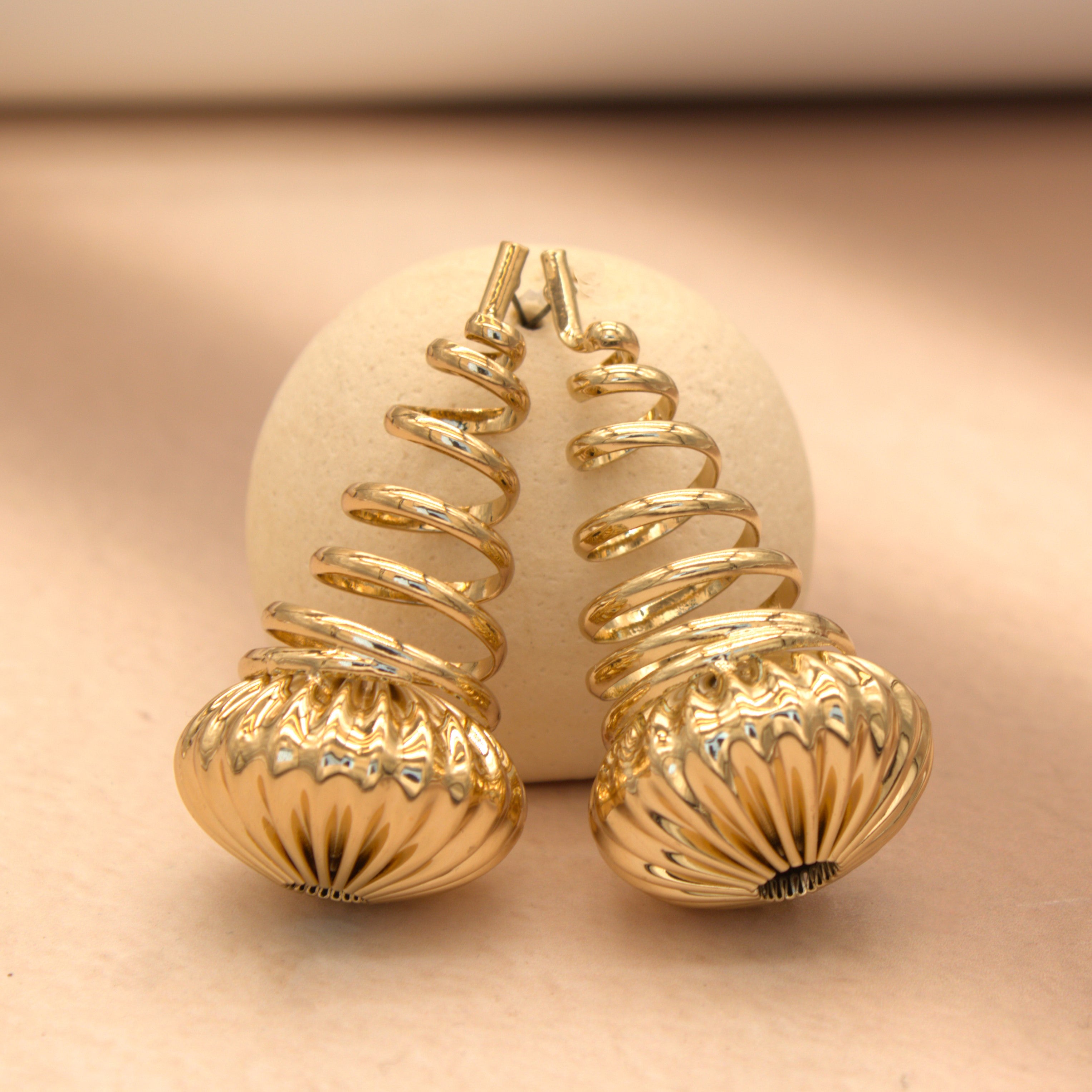 TFC Spring Vortex Gold Plated Dangler Earrings