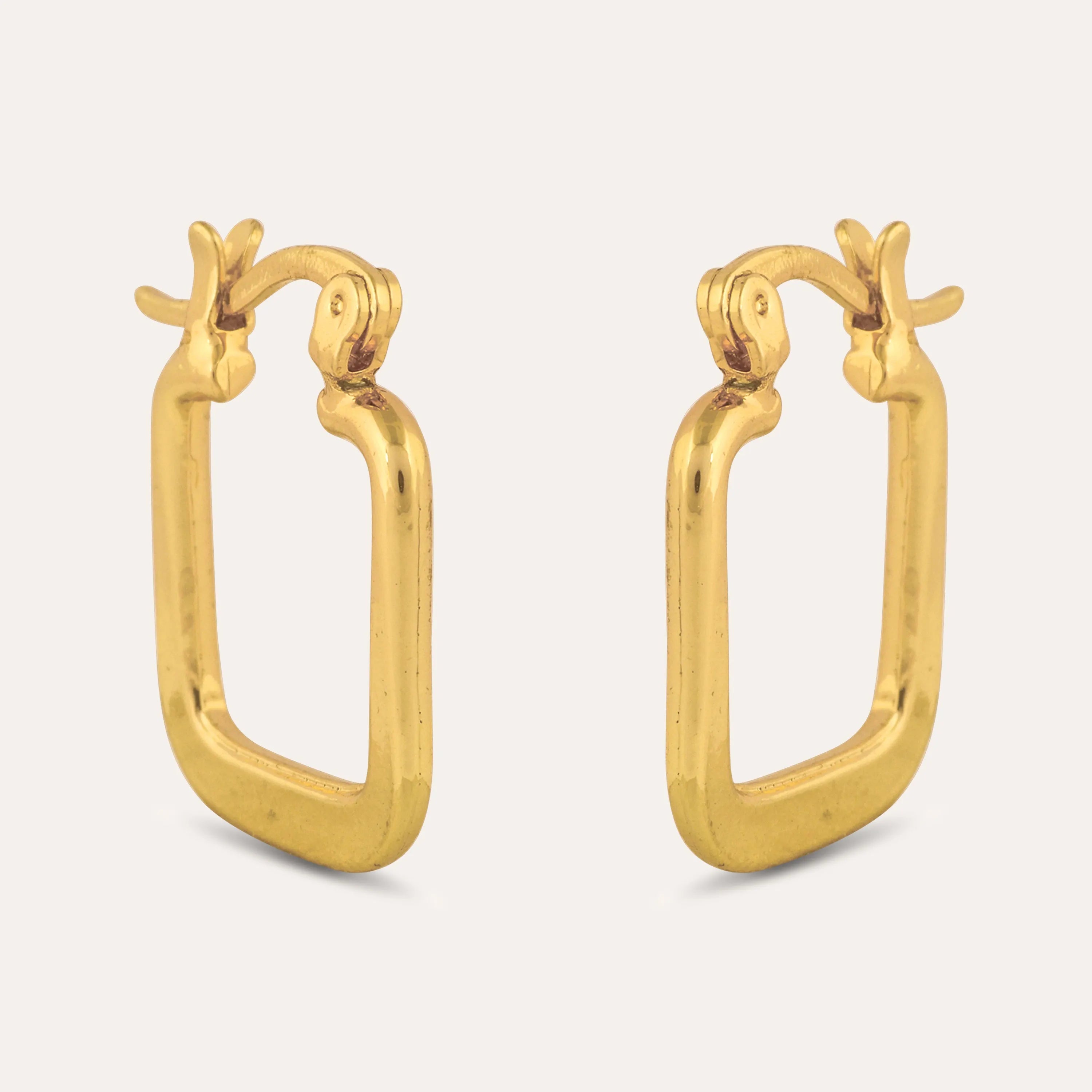 18 Karat Gold and Diamond Rectangular Hoop Earrings | Dream It Jewels