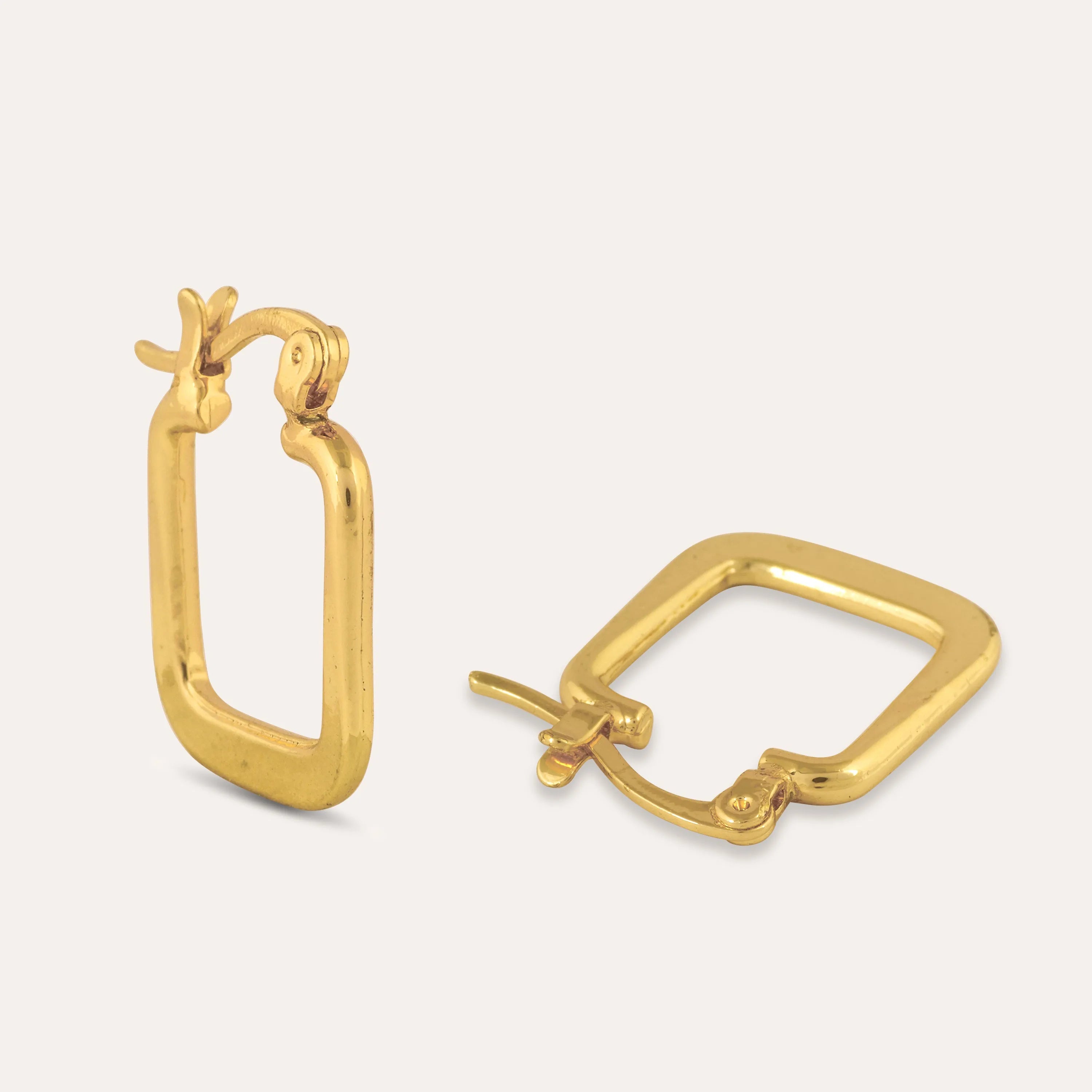 TFC Squared Honey Gold Plated Hoop Earrings