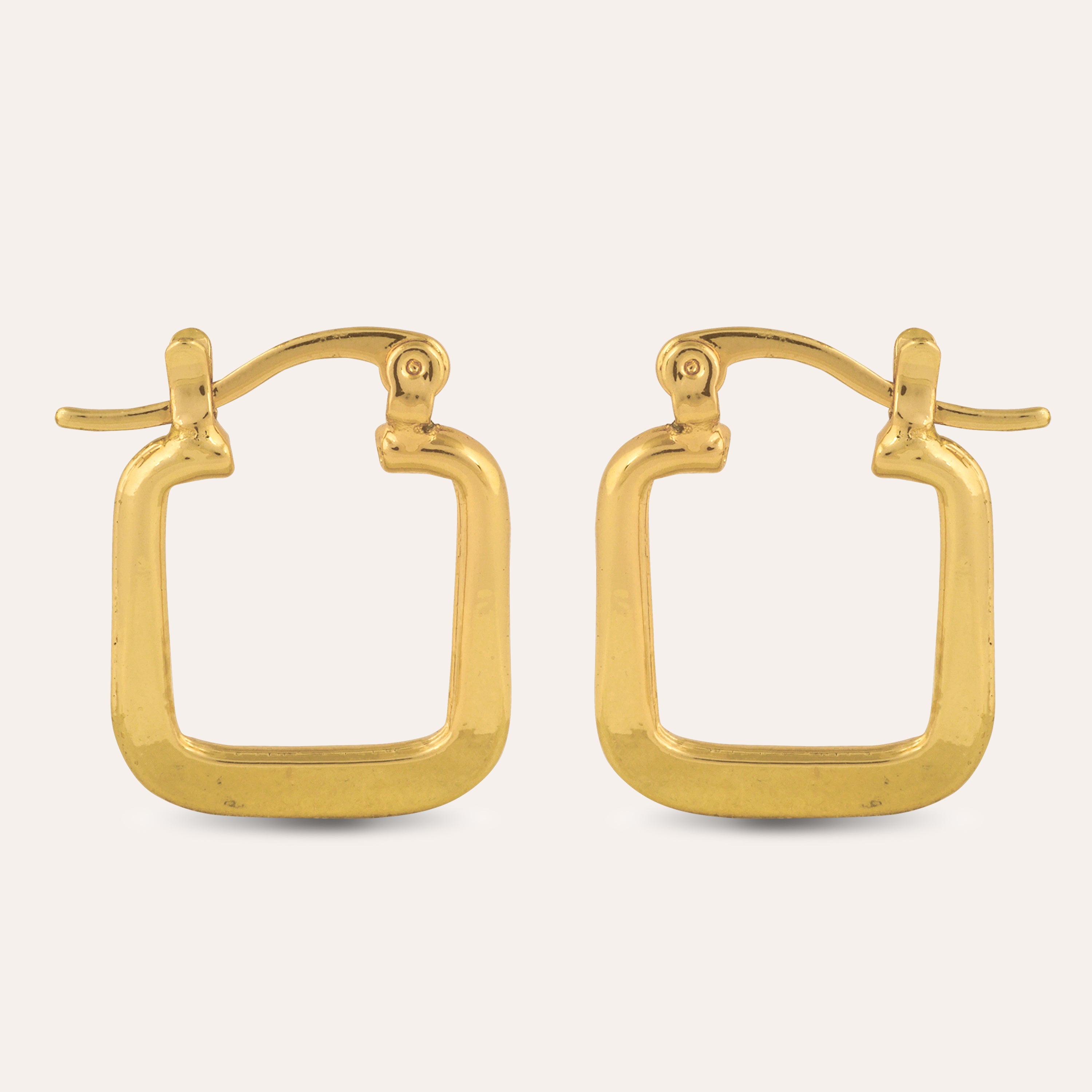 TFC Squared Honey Gold Plated Hoop Earrings