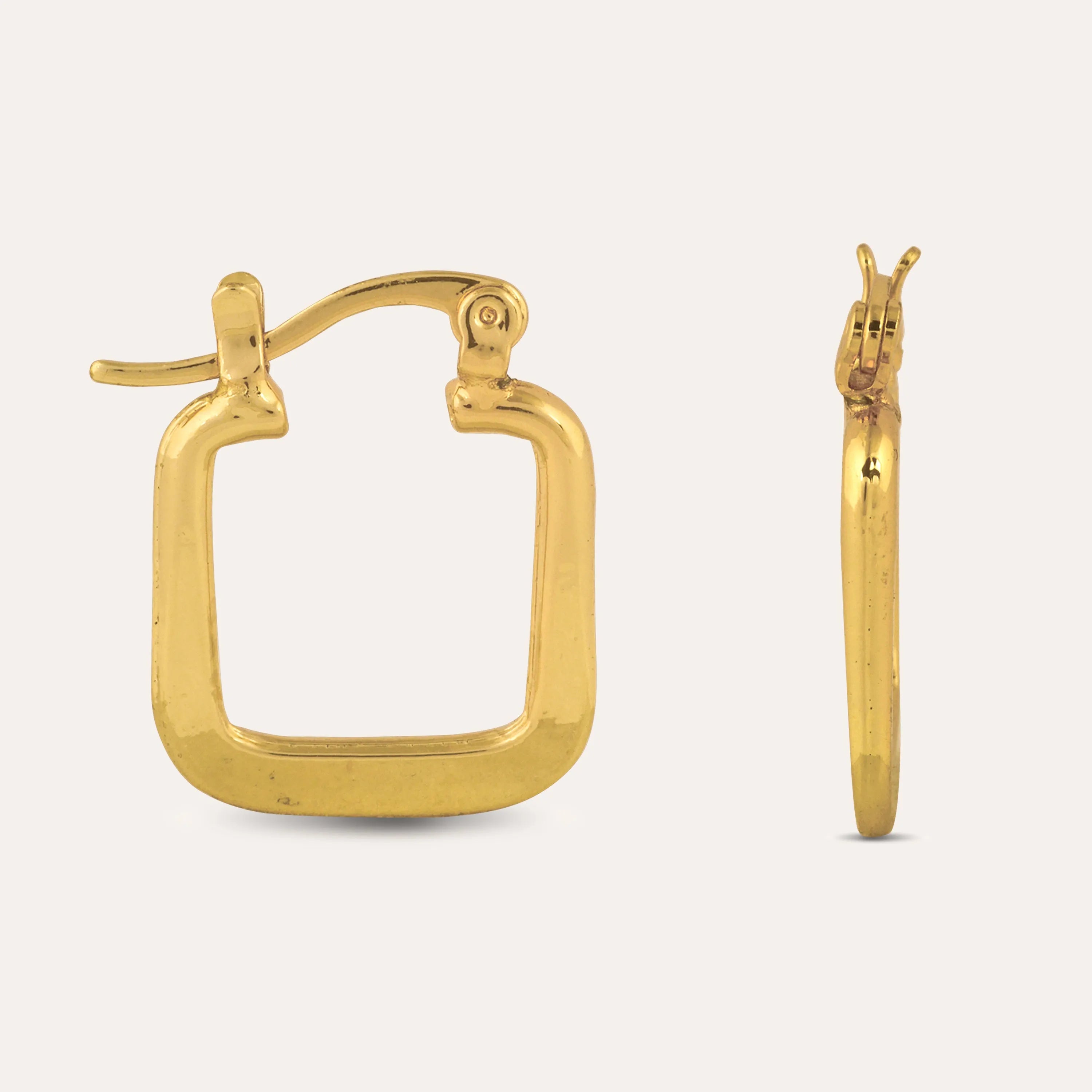 TFC Squared Honey Gold Plated Hoop Earrings