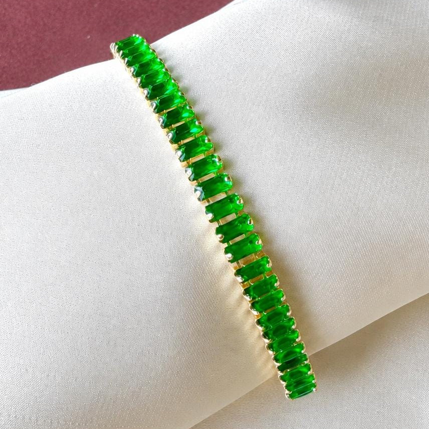 TFC Size 2.2 Gold Plated Emerald Green Tennis Bracelet