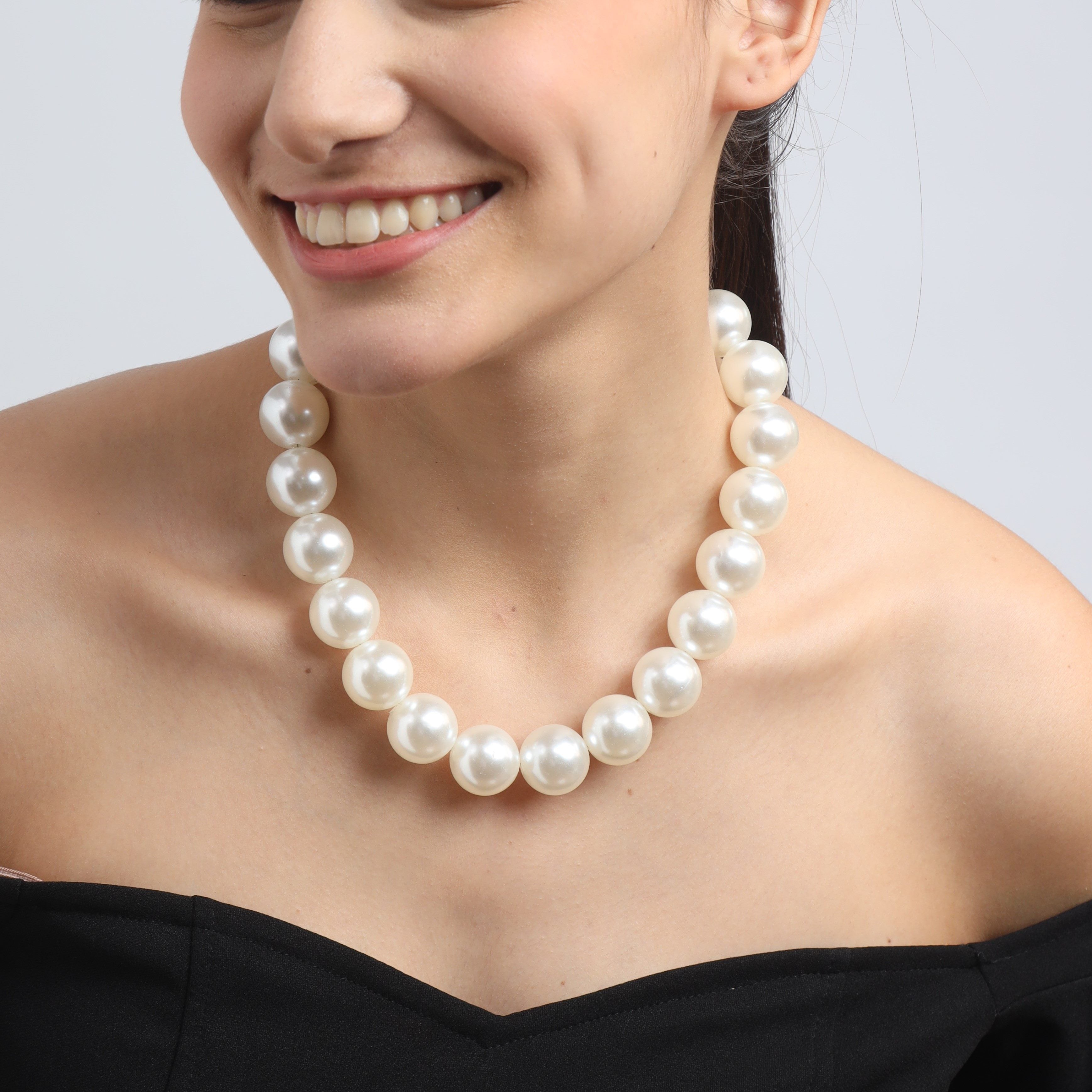 TFC Adorn Big Bold Pearl Beads Statement Necklace
