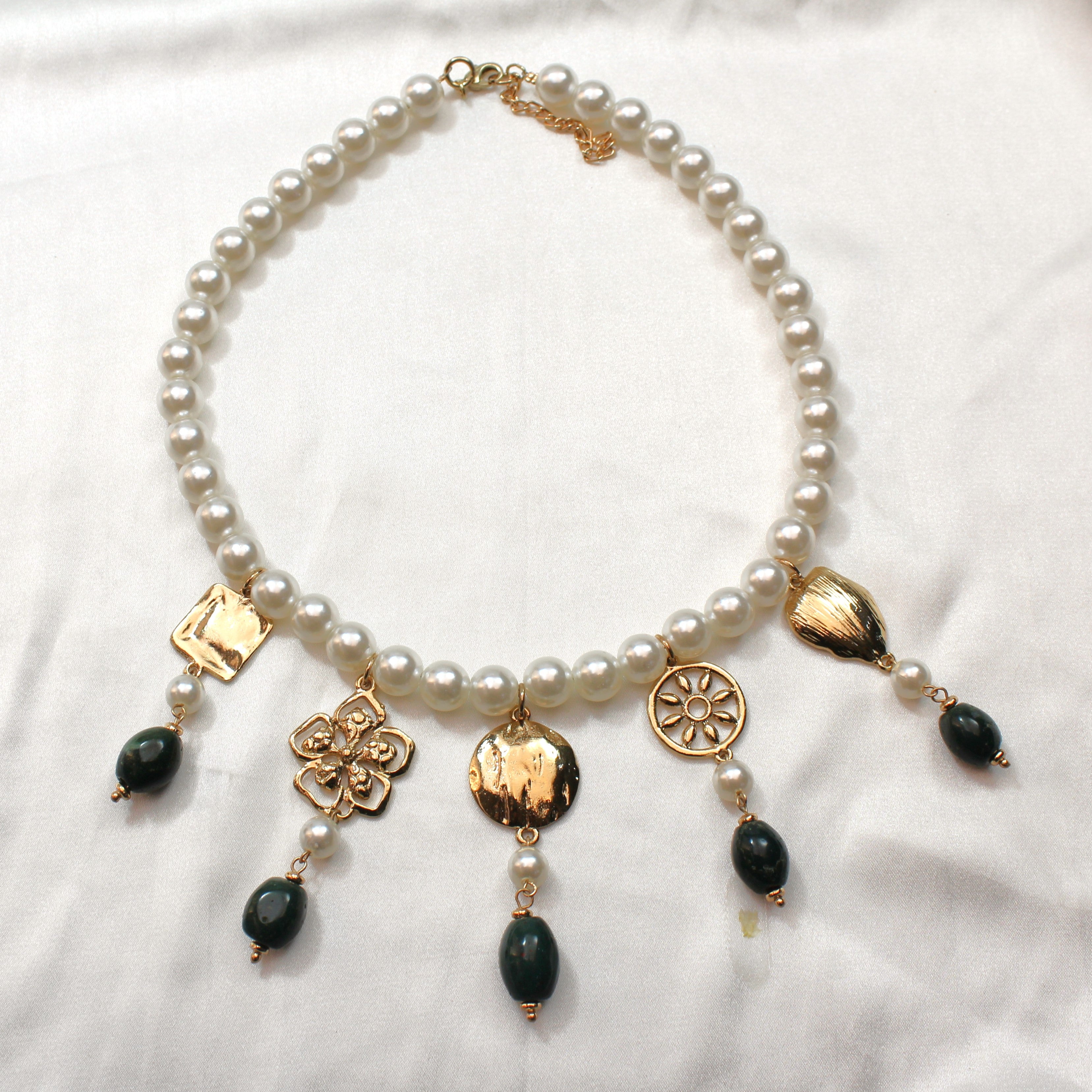 TFC Aesthetic Pearl Charms Gold Plated Necklace