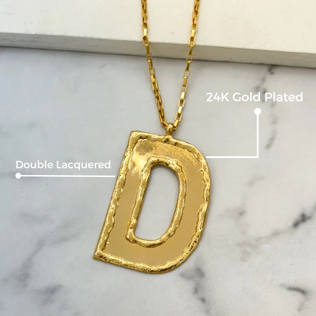 TFC Big Letter D - 24K Gold Plated Pendant Necklace