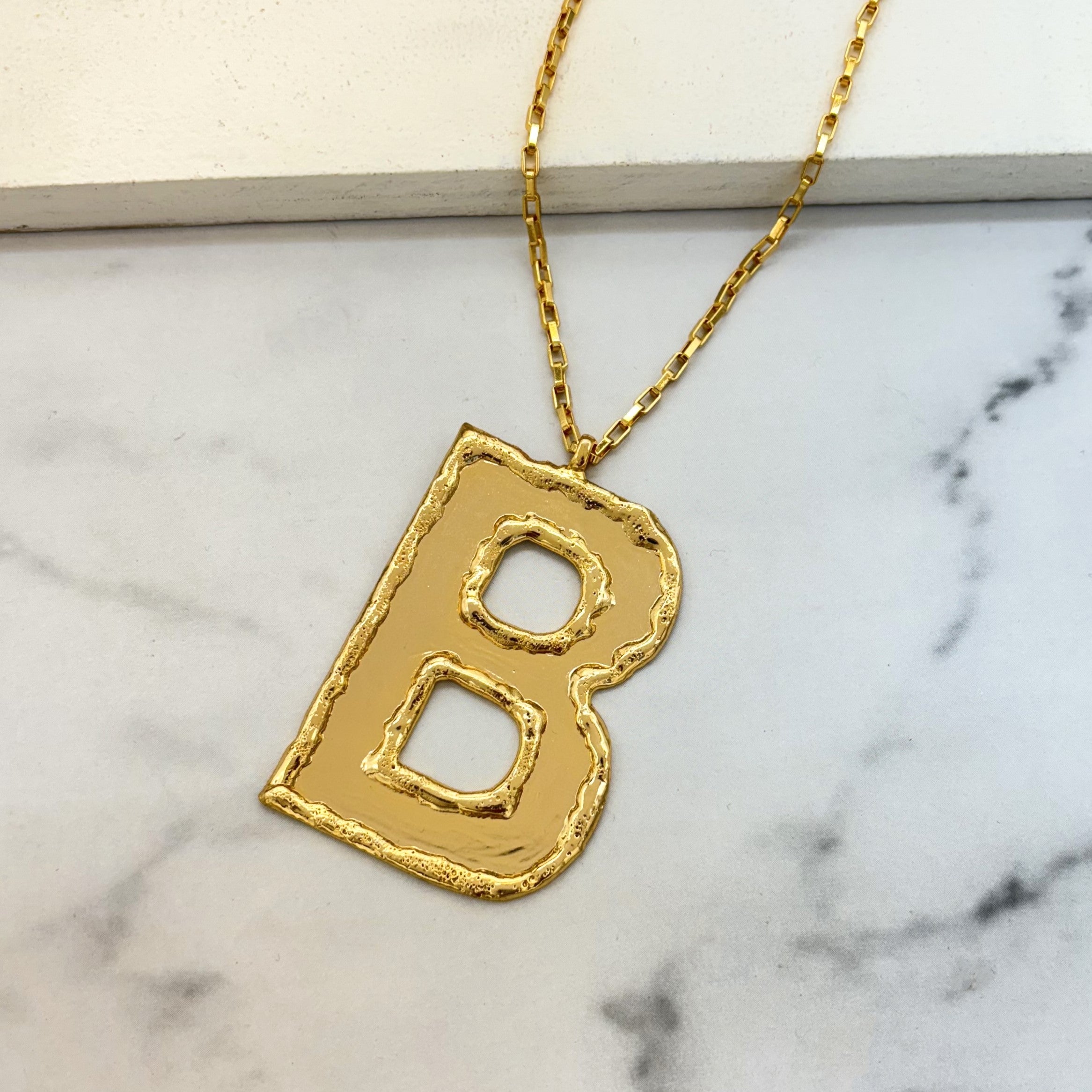 TFC Big Name Letter B - 24K Gold Plated Pendant Necklace