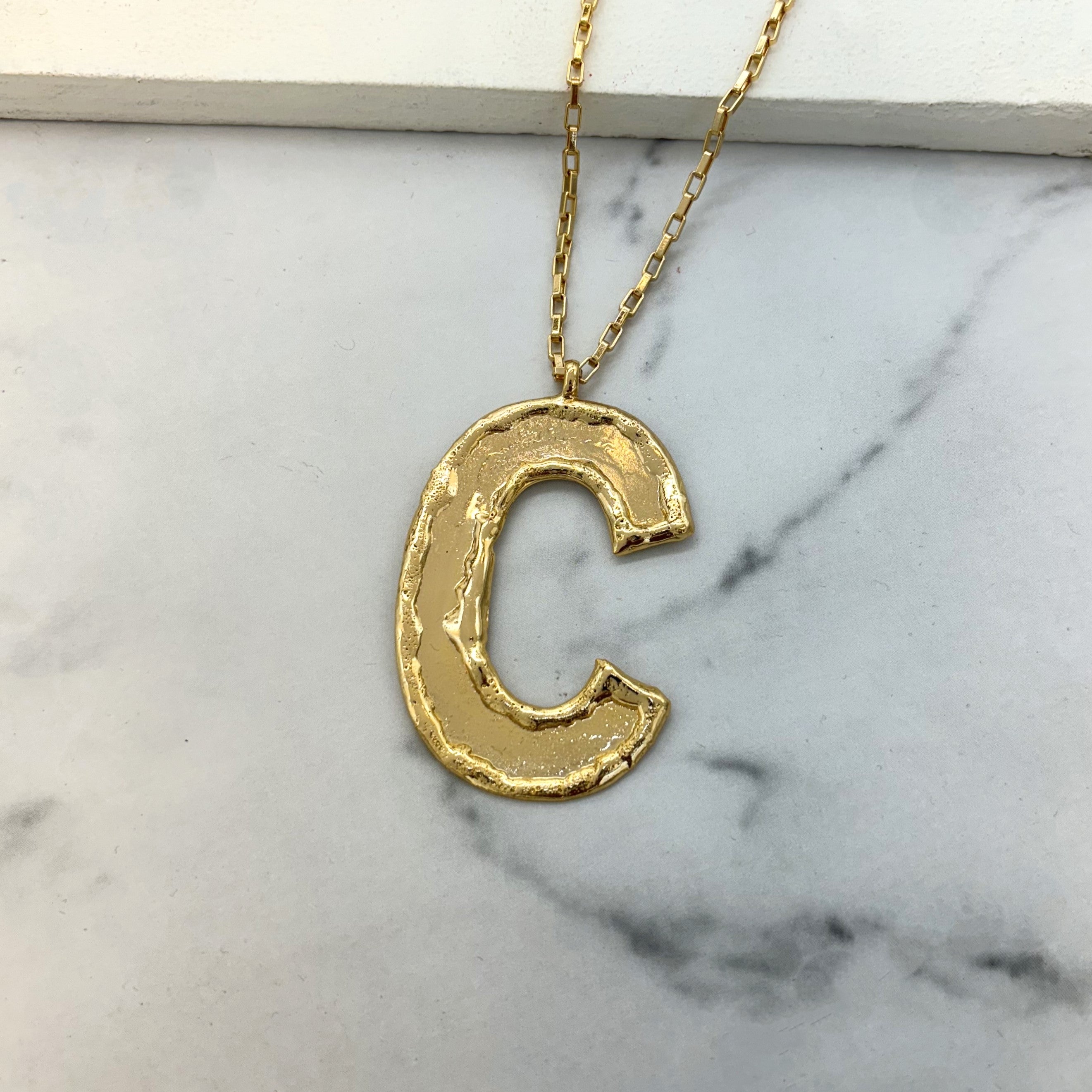 TFC Big Name Letter C - 24K Gold Plated Pendant Necklace