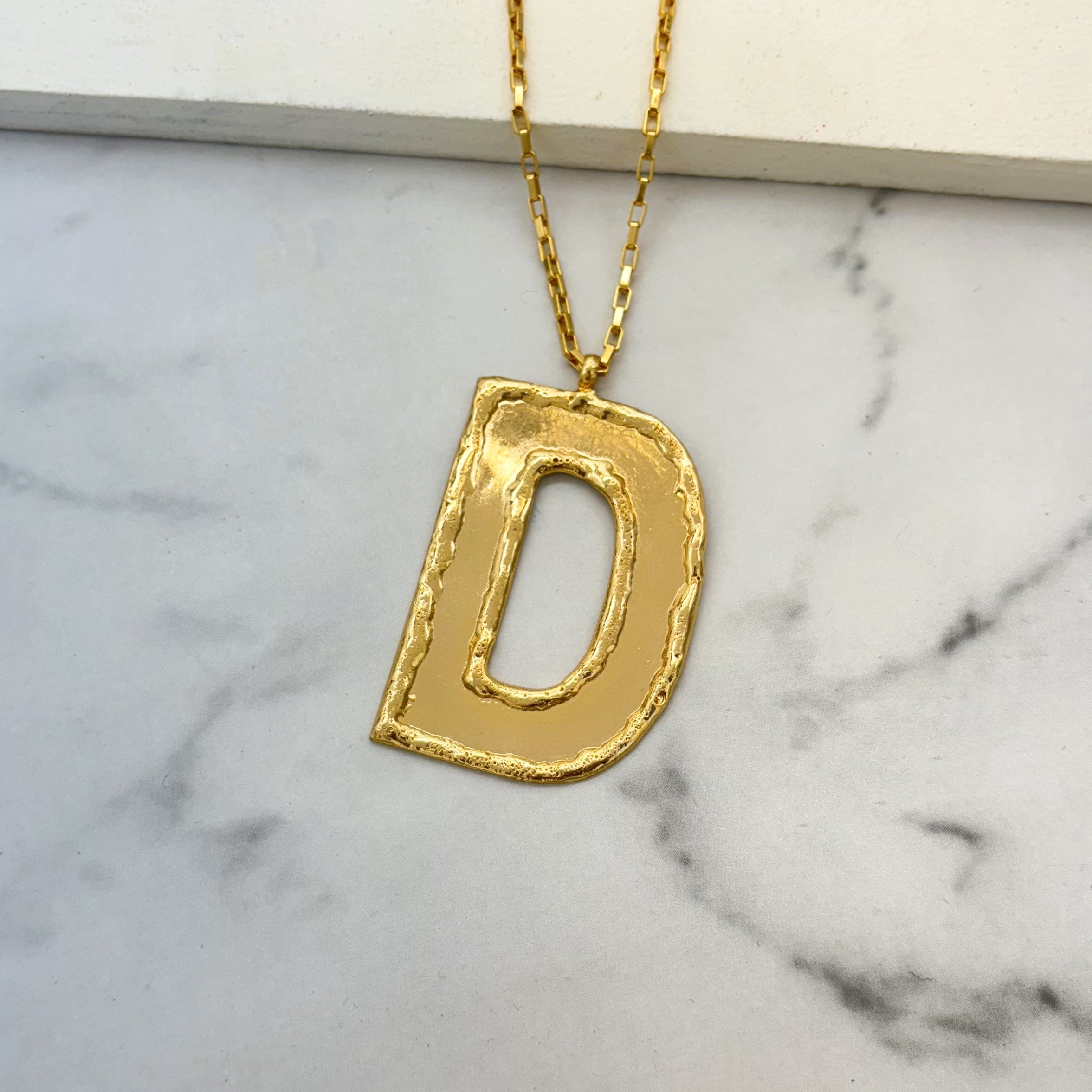 TFC Big Letter D - 24K Gold Palated Pendant Necklace