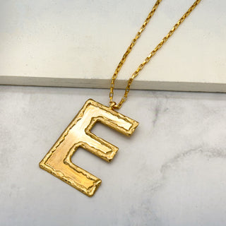 TFC Big Letter E - 24K Gold Plated Pendant Necklace