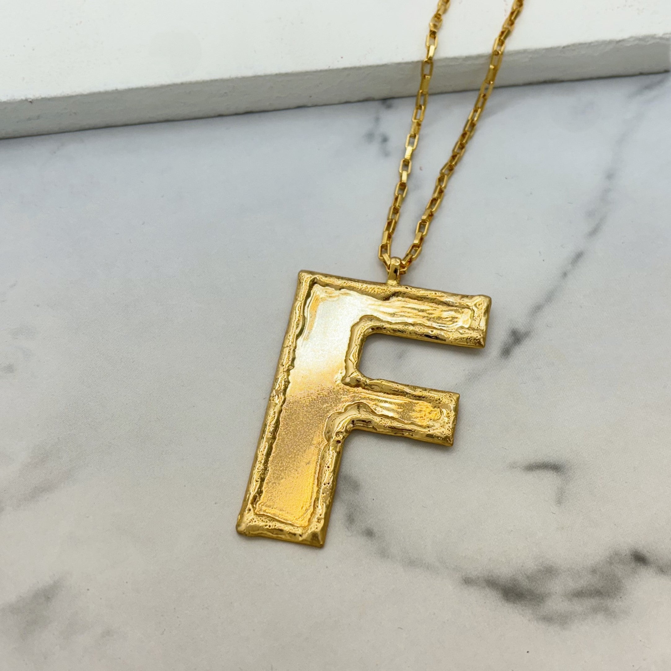 TFC Big Letter F - 24K Gold Plated Pendant Necklace