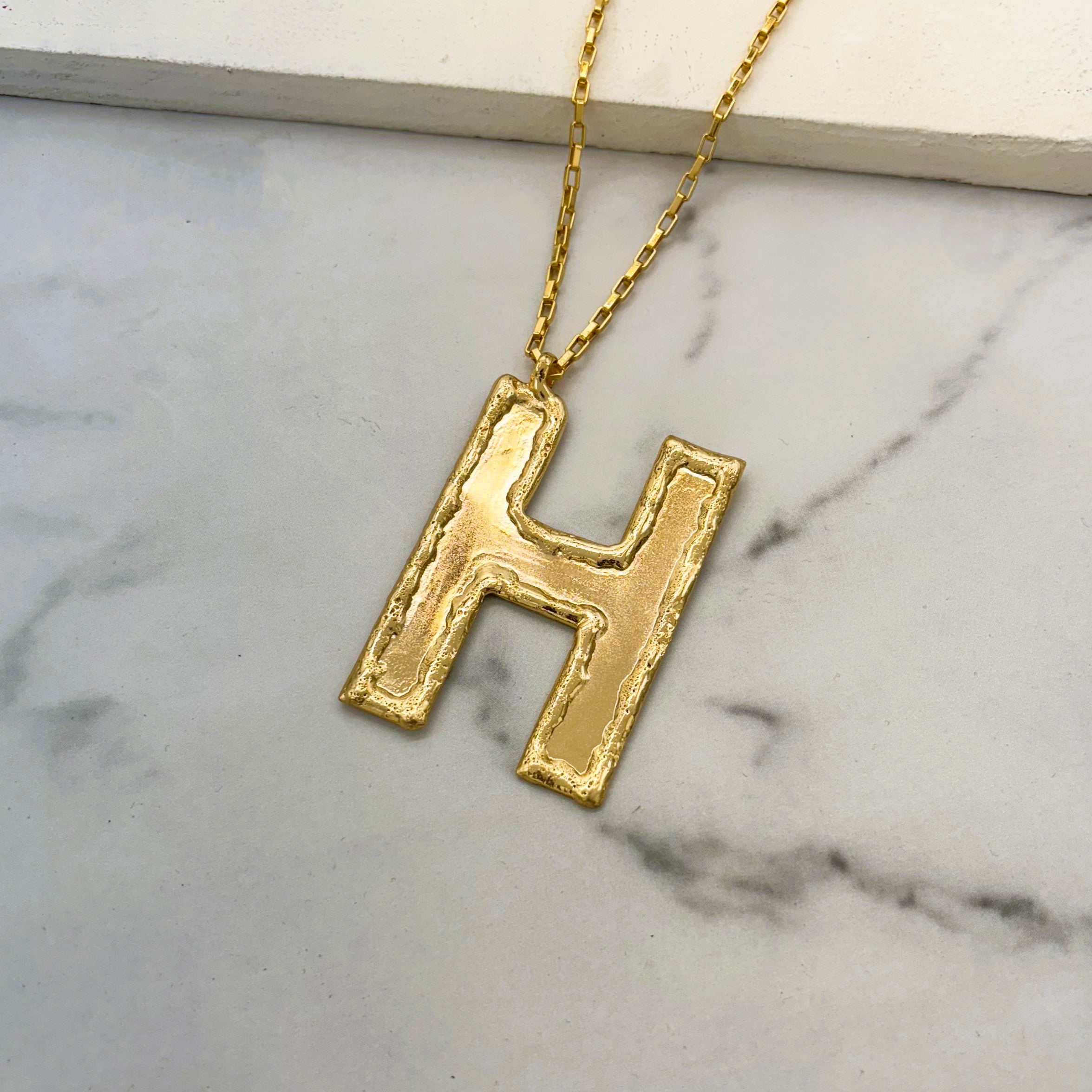 TFC Big Letter H - 24K Gold Plated Pendant Necklace