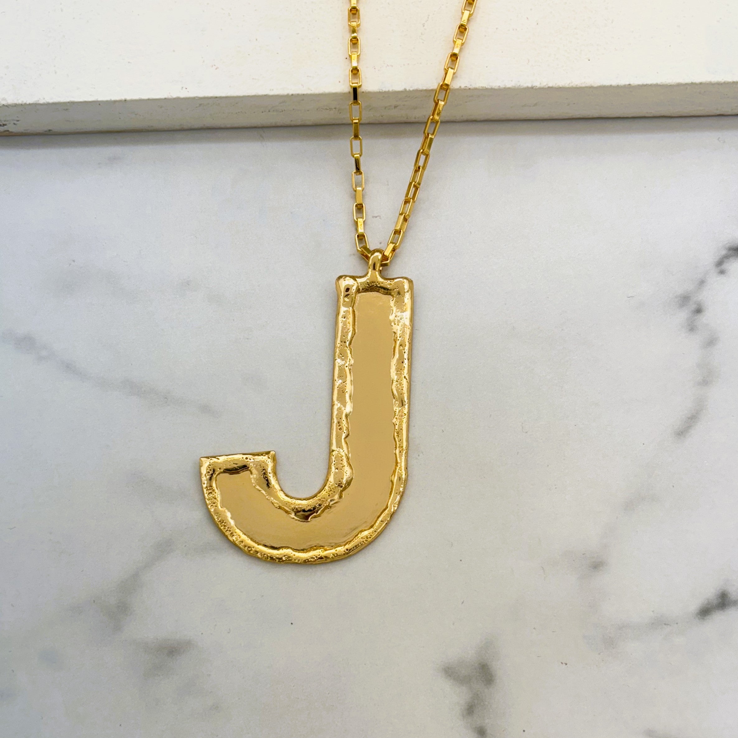 TFC Big Letter J - 24K Gold Plated Pendant Necklace