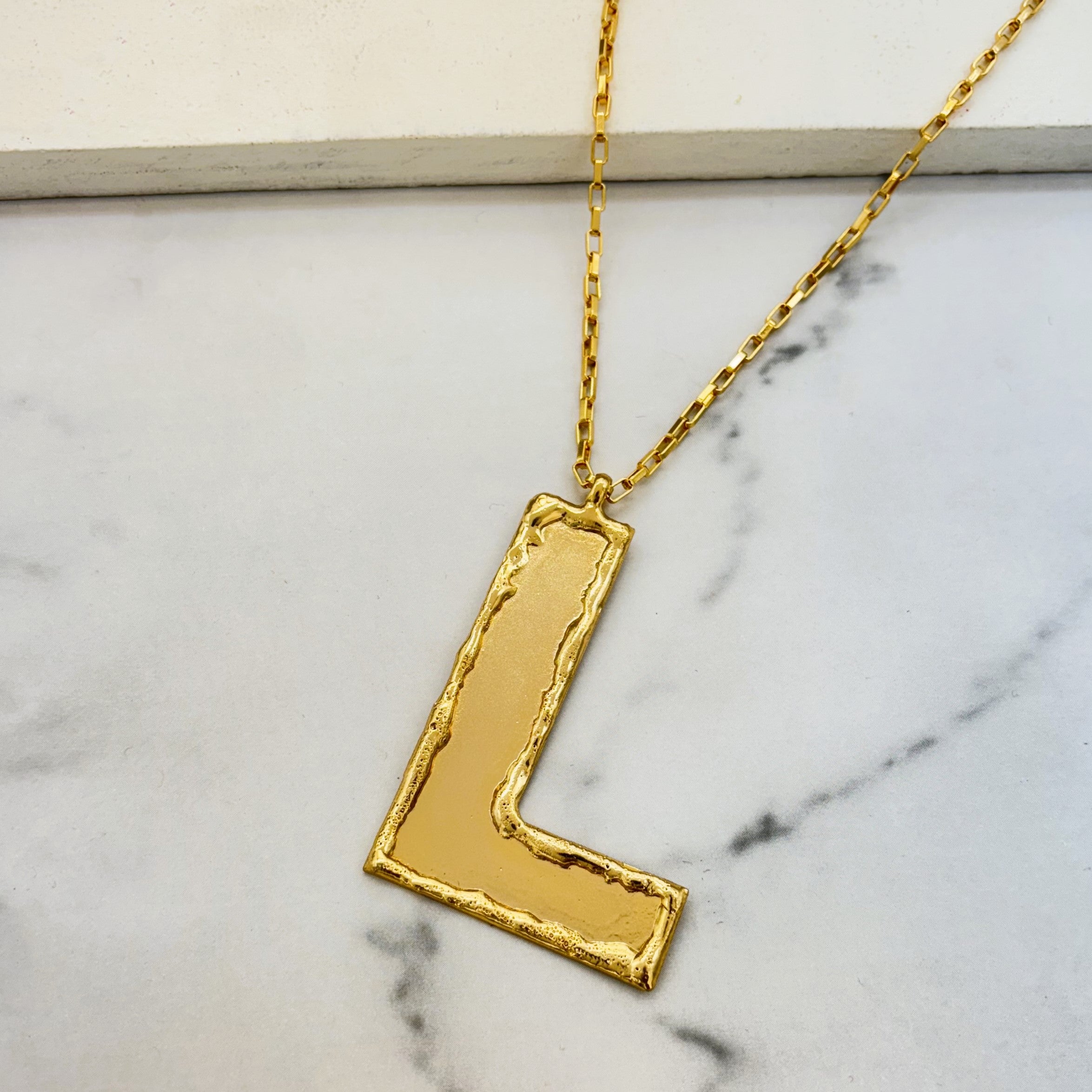 TFC Big Letter L- 24K Gold Plated Pendant Necklace