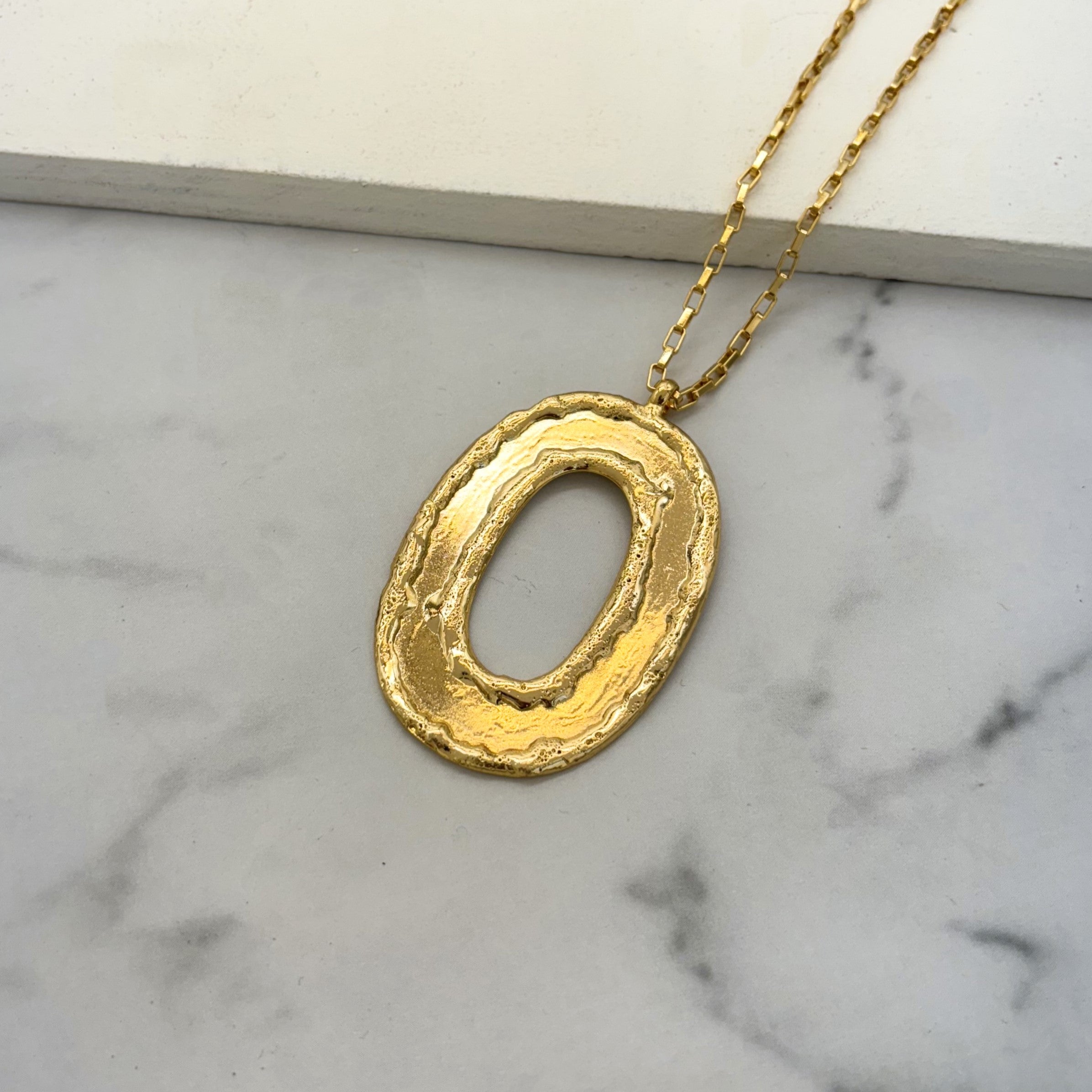 TFC Big Letter O- 24K Gold Plated Pendant Necklace