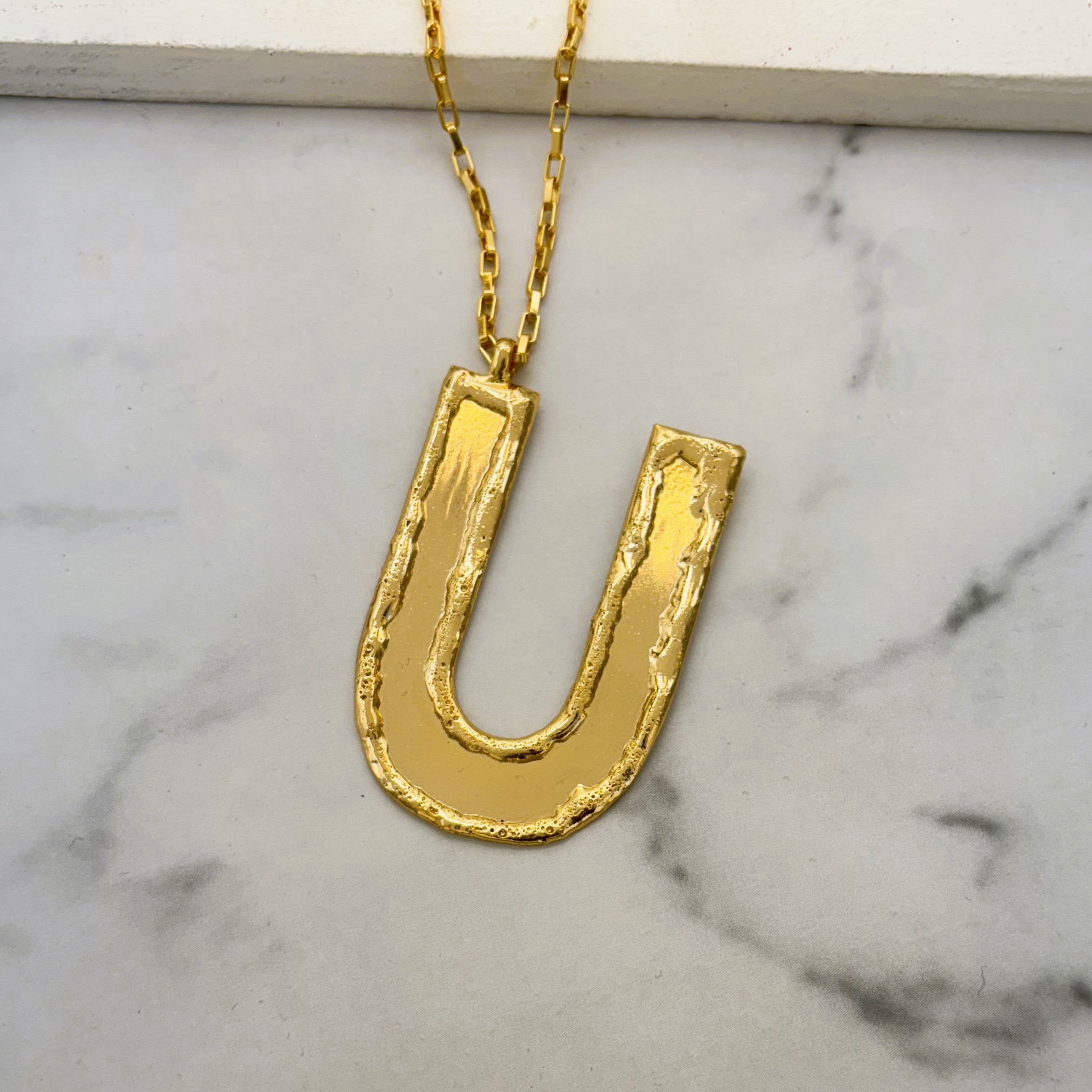 TFC Big Letter U- 24K Gold Plated Pendant Necklace