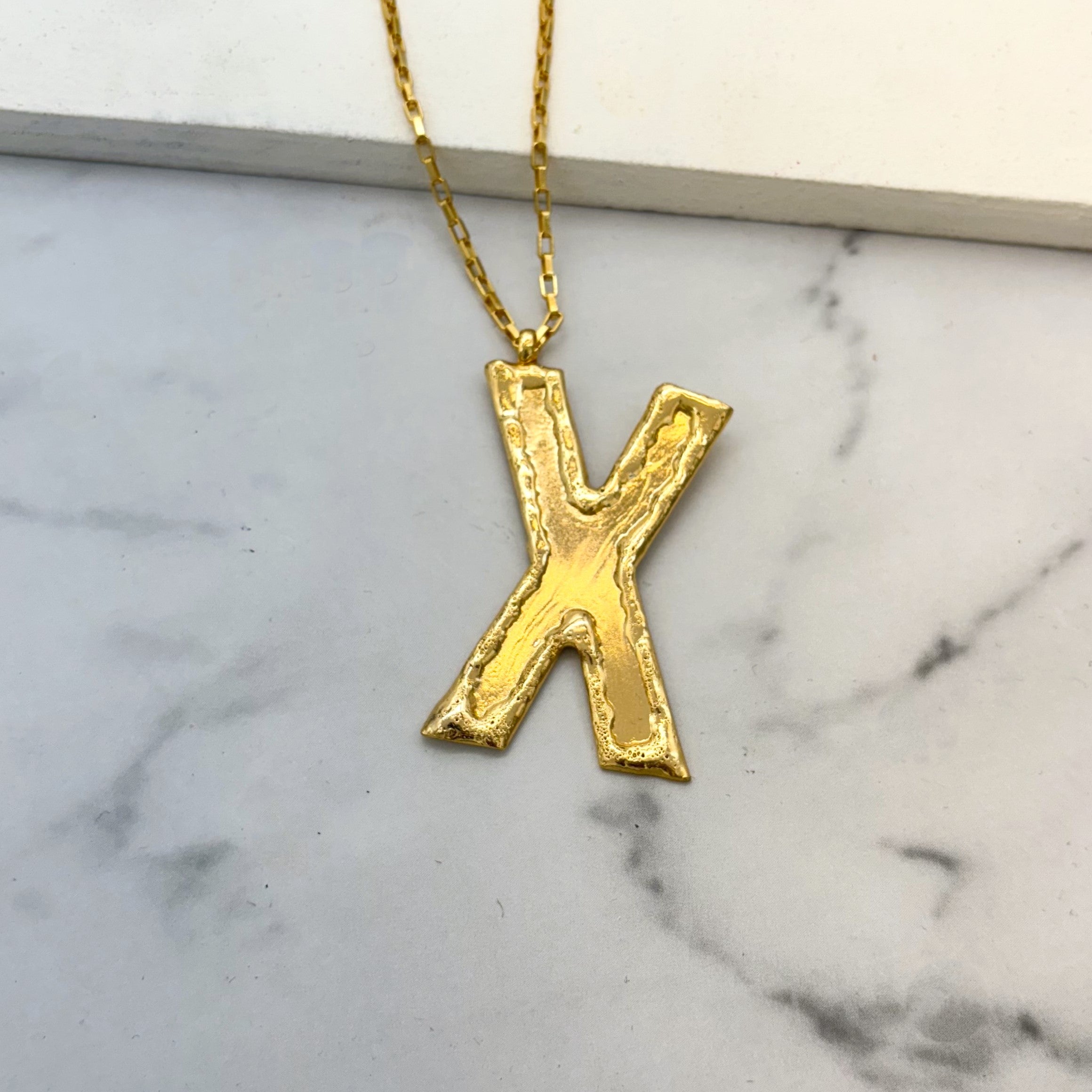 TFC Big Letter X - 24K Gold Plated Pendant Necklace