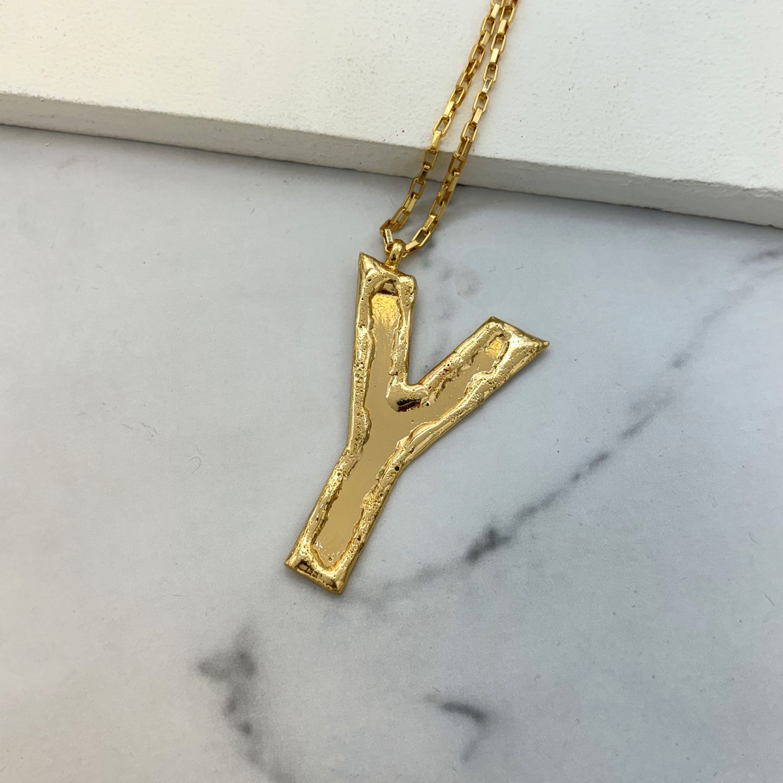 TFC Big Letter Y - 24K Gold Plated Pendant Necklace