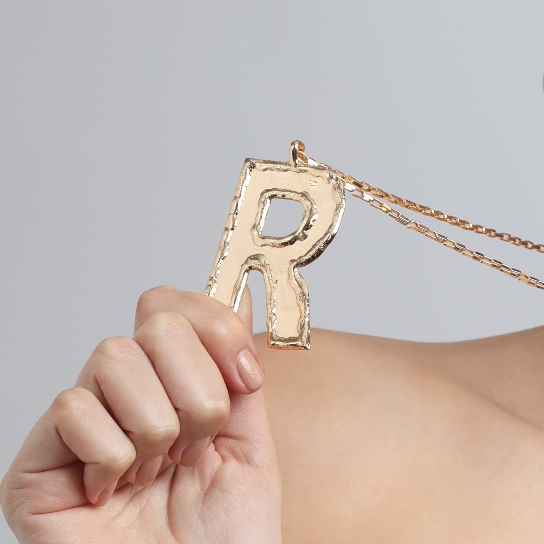 TFC Big Letter- R 24K Gold Plated Pendant Necklace