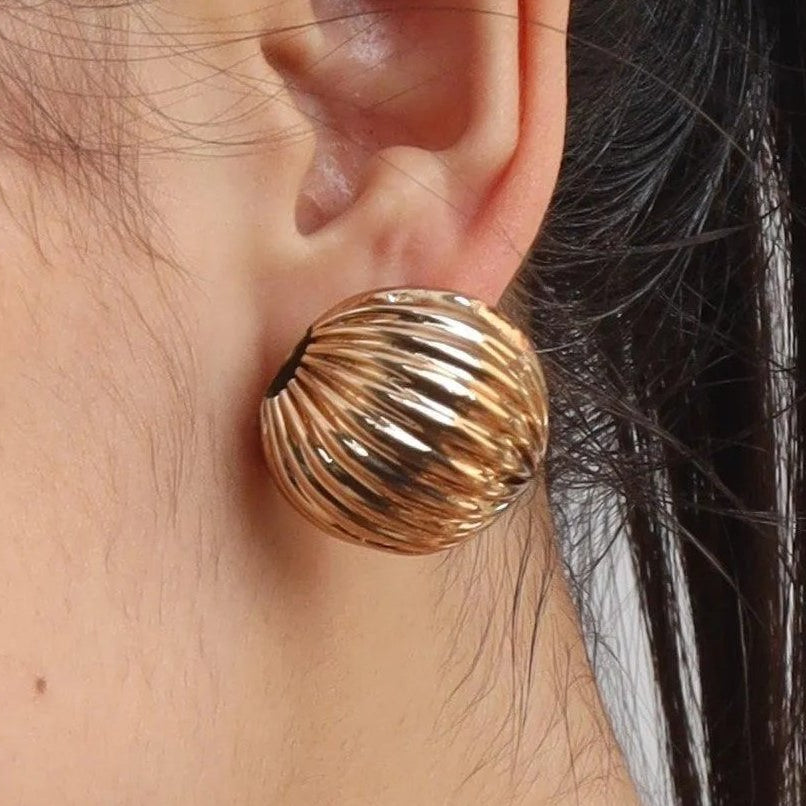 TFC Big Vortex Gold Plated Stud Earrings