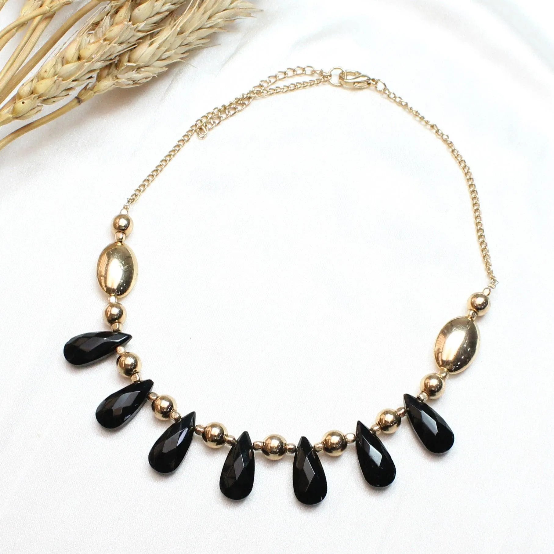 TFC Black Healing Crystal Gold Plated Necklace