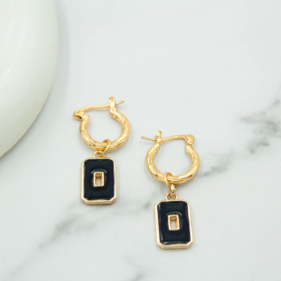 Seol + Gold sterling silver edged rectangle hoop earrings | ASOS