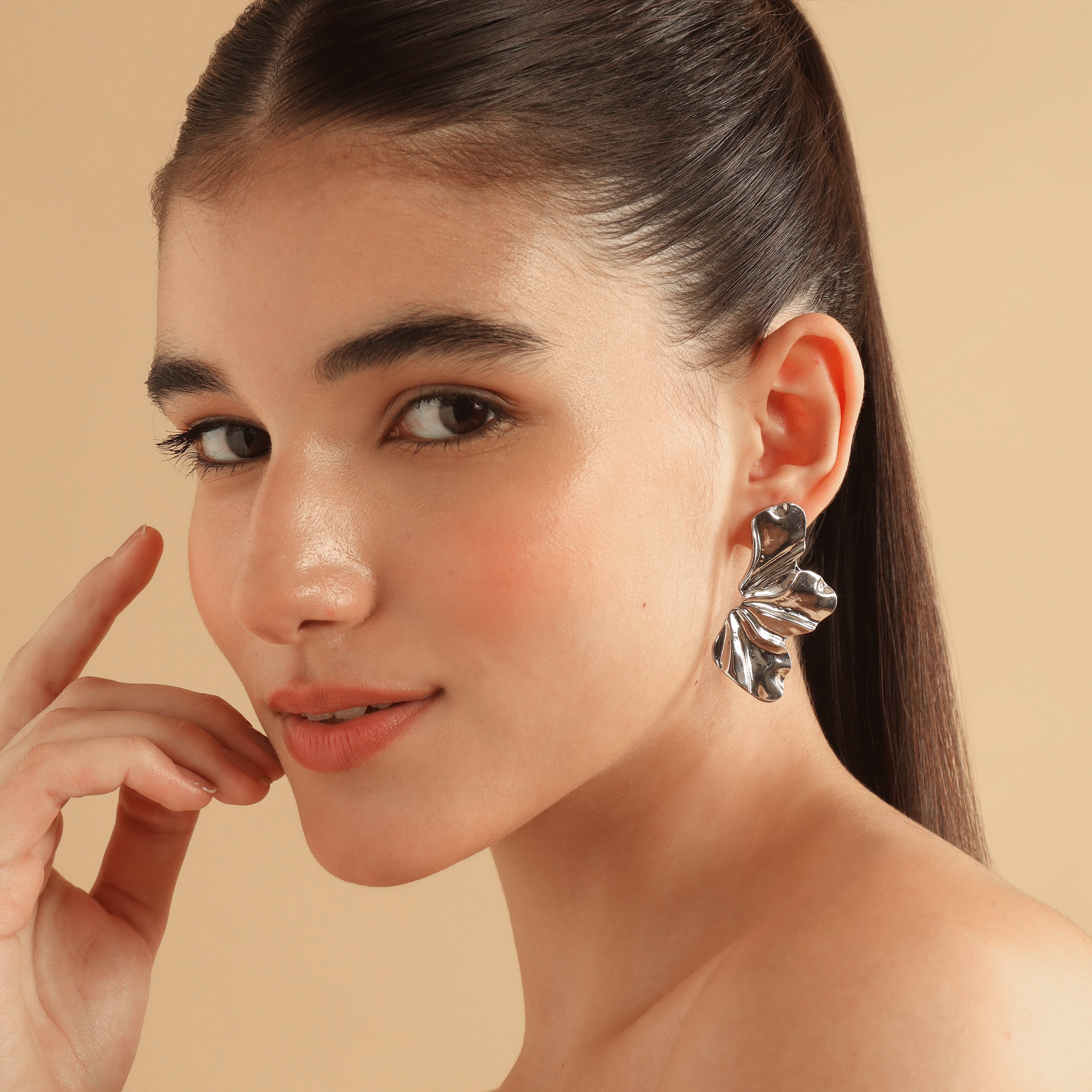 TFC Bling Blossom Silver Plated Stud Earrings
