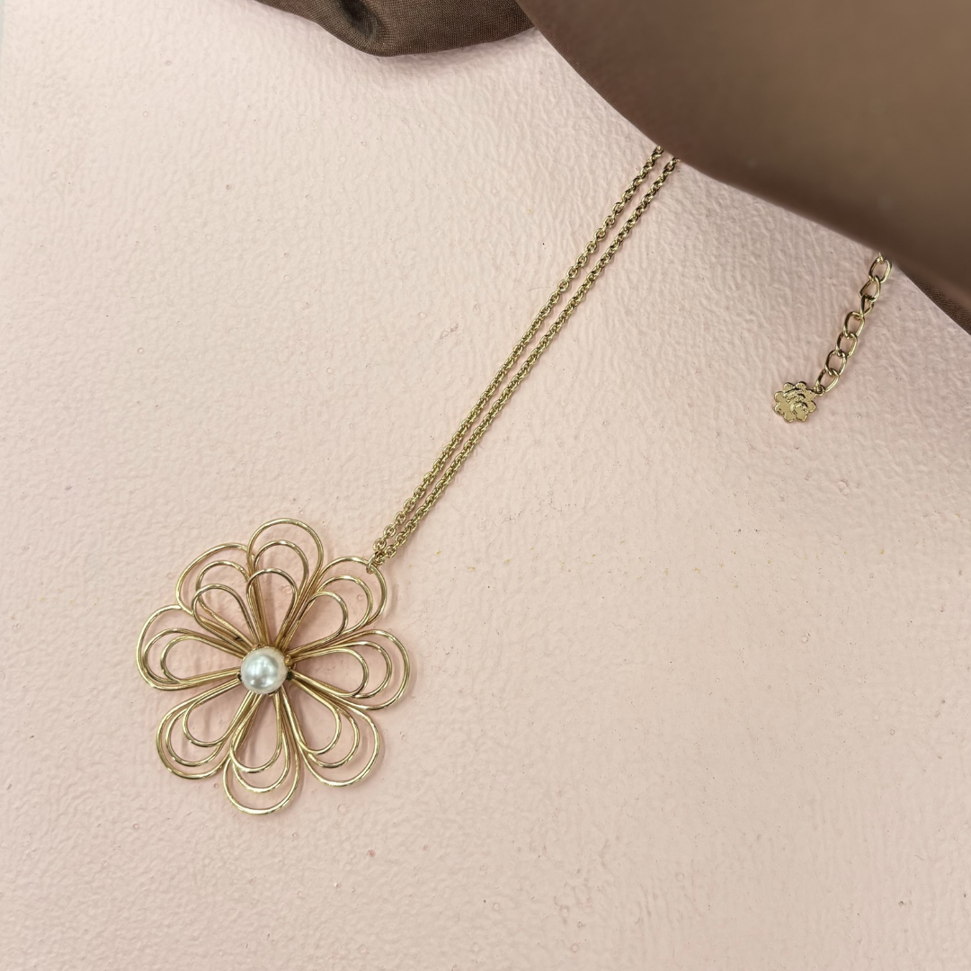TFC Floral Statement Gold Plated Pendant Necklace