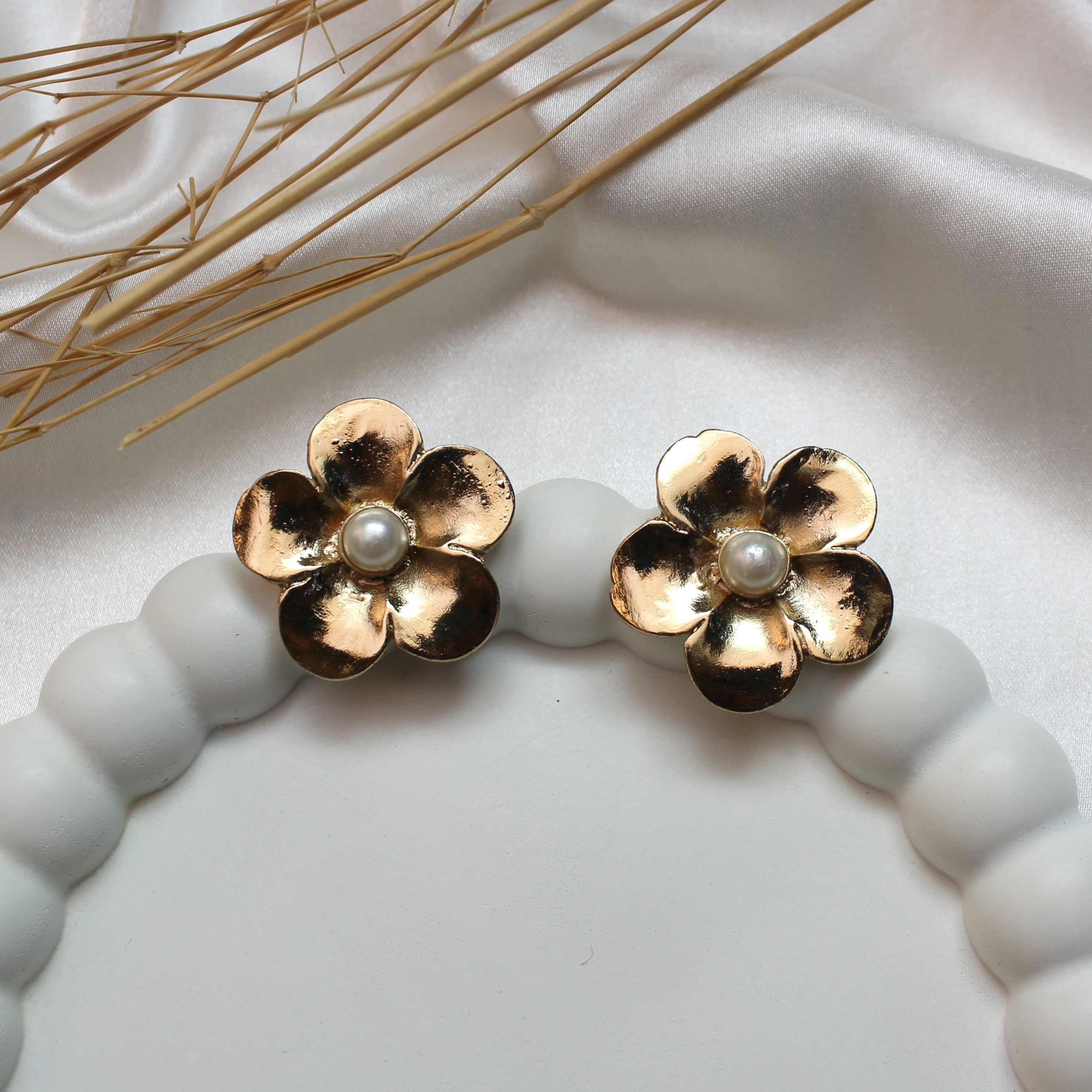 TFC Bloomy Floral Gold Plated Stud Earrings