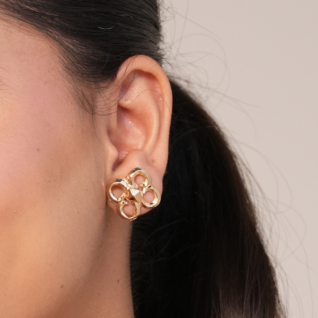 TFC Bloomy Gold Plated Stud Earrings