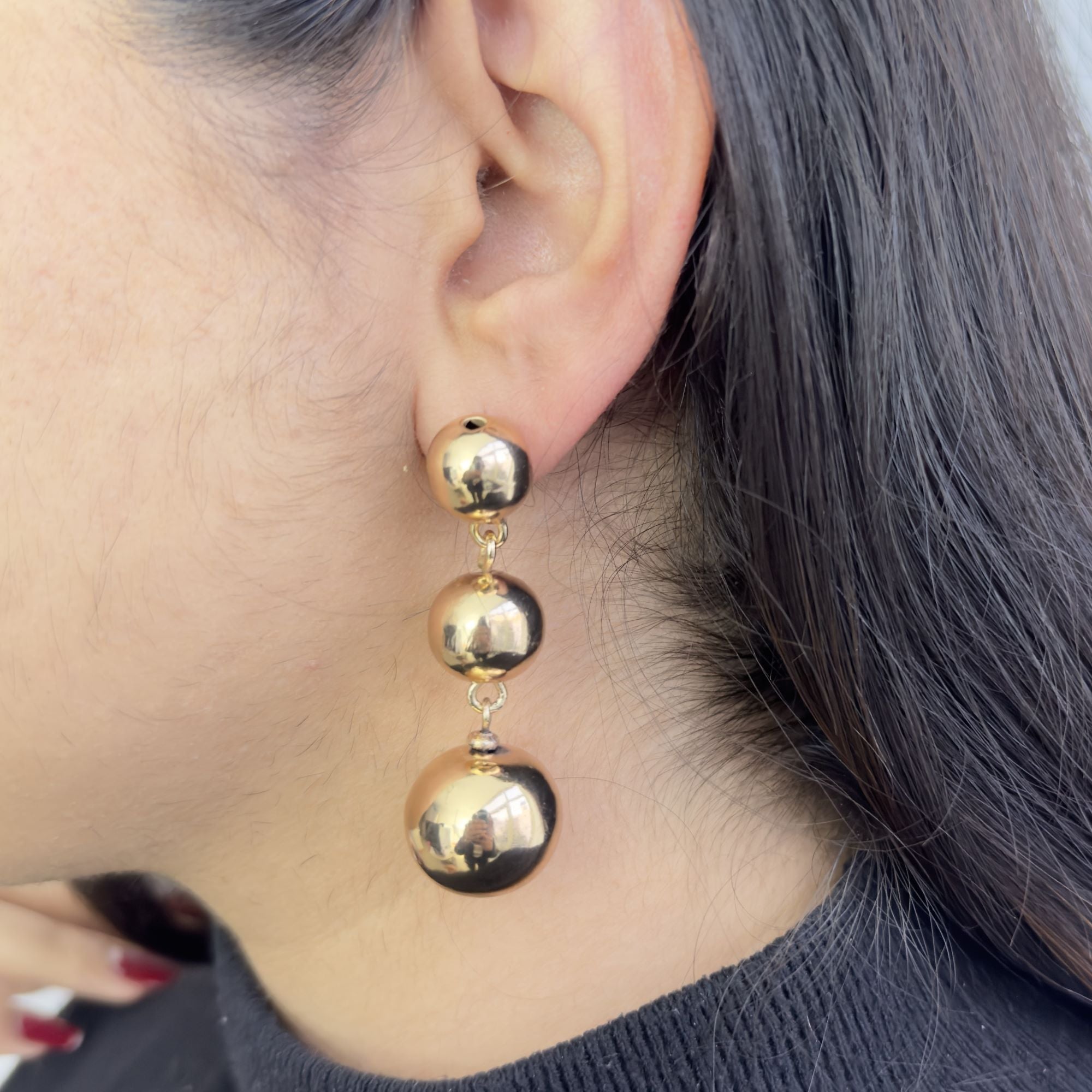 TFC Bold Bead Gold Plated Dangler Earrings