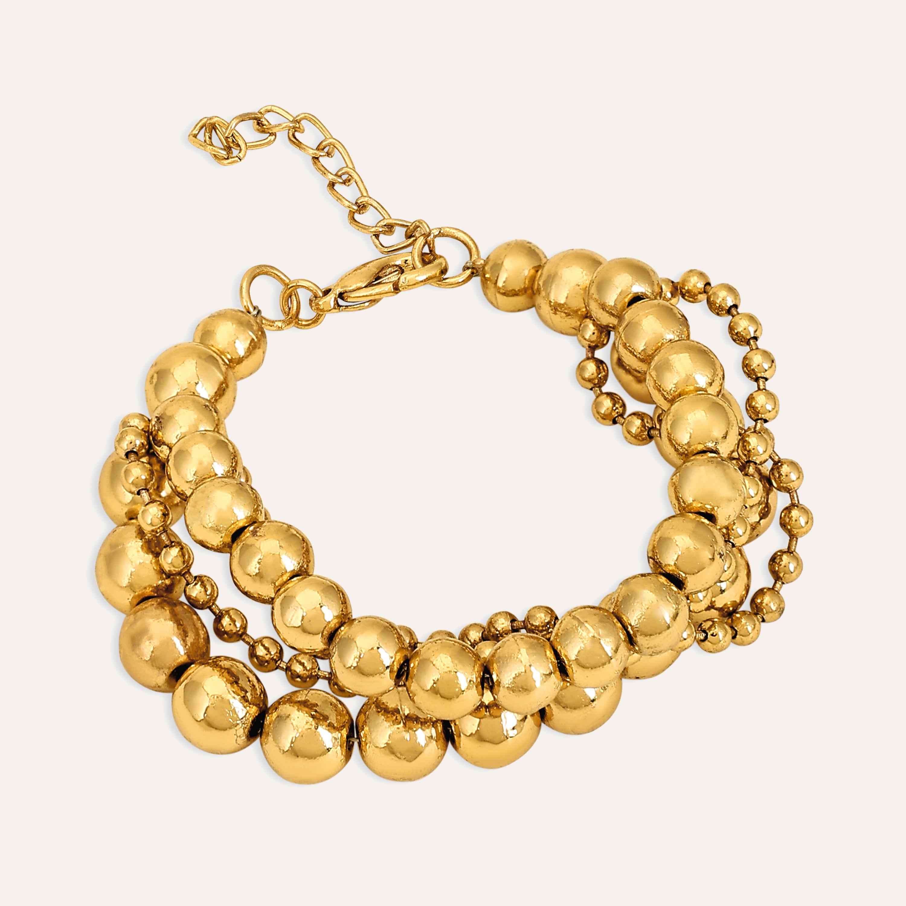 TFC Bold Beads Gold Plated Bracelet Stack-Discover our stunning collection of stylish bracelets for women, featuring exquisite pearl bracelets, handcrafted beaded bracelets, and elegant gold-plated designs. Enjoy cheapest anti-tarnish fashion jewellery and long-lasting brilliance only at The Fun Company.