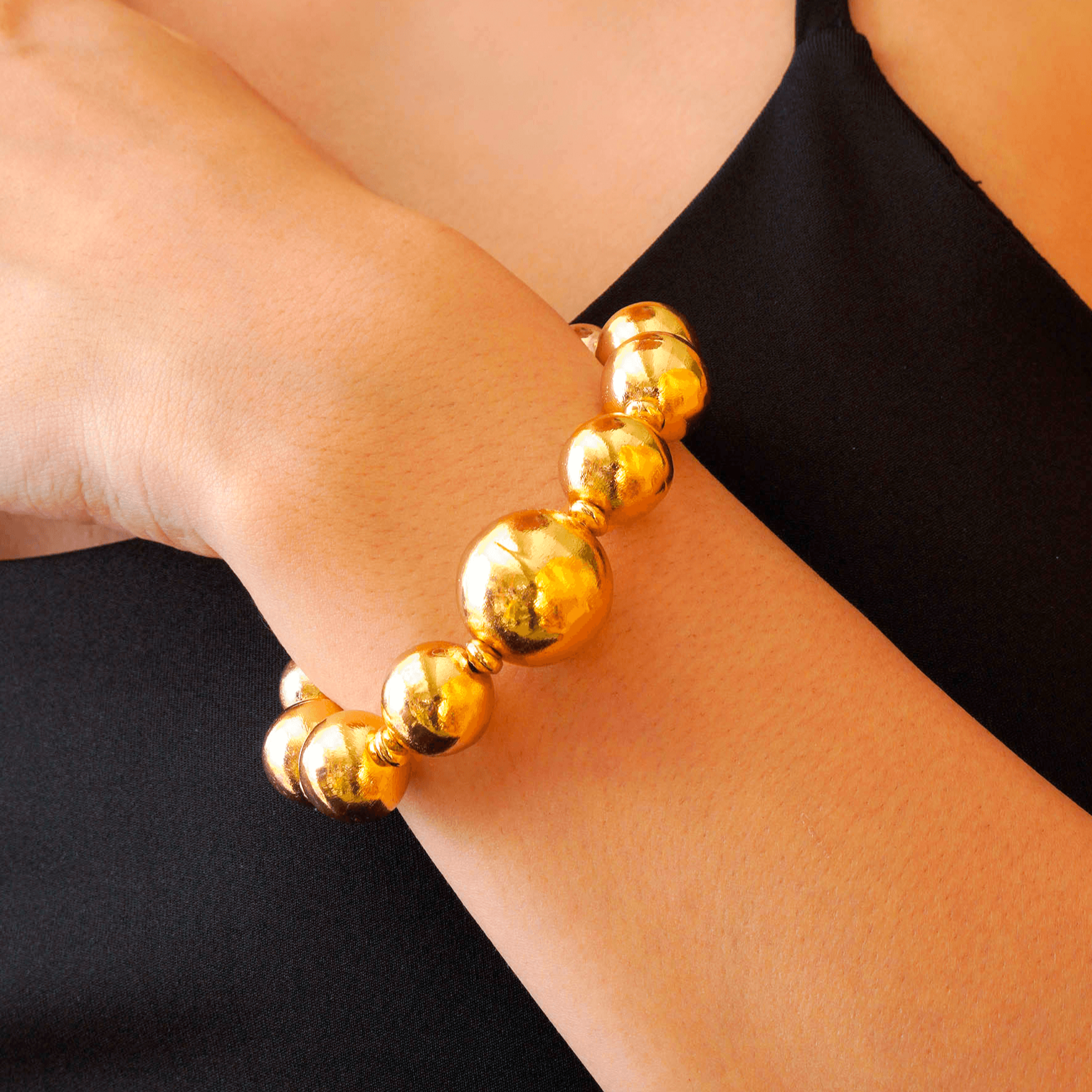 TFC Bold Beads Gold Plated Single Bracelet-Discover our stunning collection of stylish bracelets for women, featuring exquisite pearl bracelets, handcrafted beaded bracelets, and elegant gold-plated designs. Enjoy cheapest anti-tarnish fashion jewellery and long-lasting brilliance only at The Fun Company.