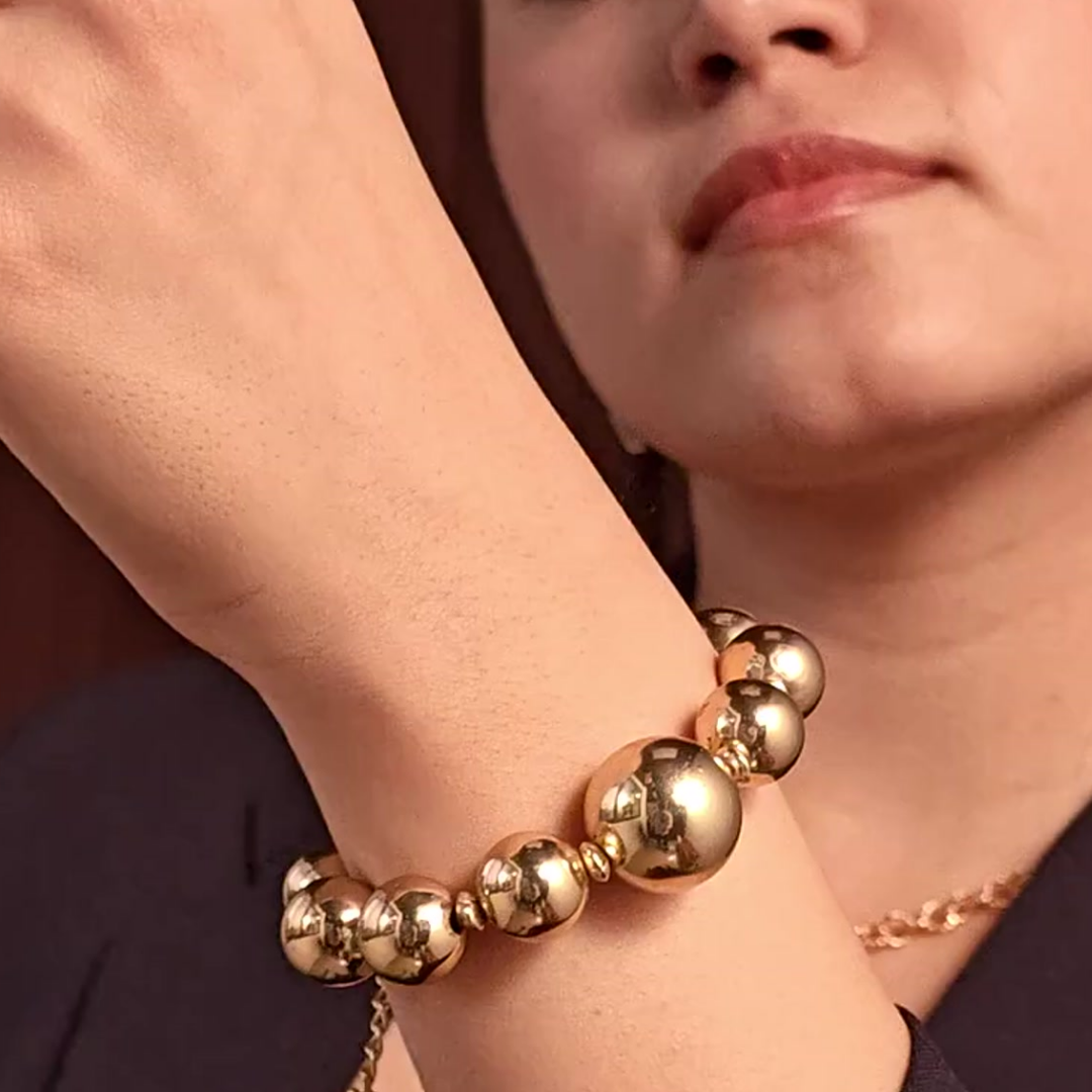 TFC Bold Beads Gold Plated Single Bracelet
