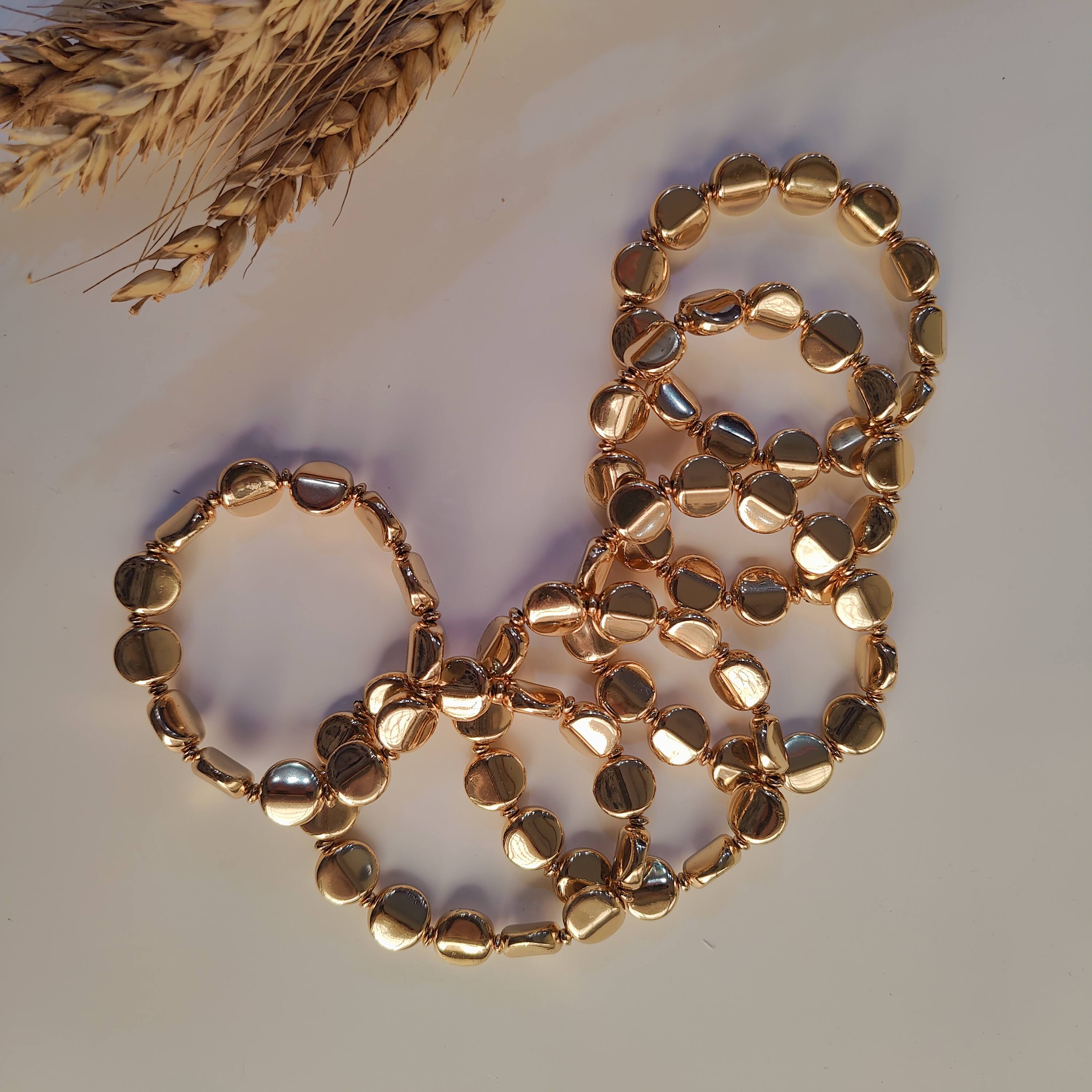 TFC Bold Circle Gold Plated Stacked Bracelet (Set of 6)