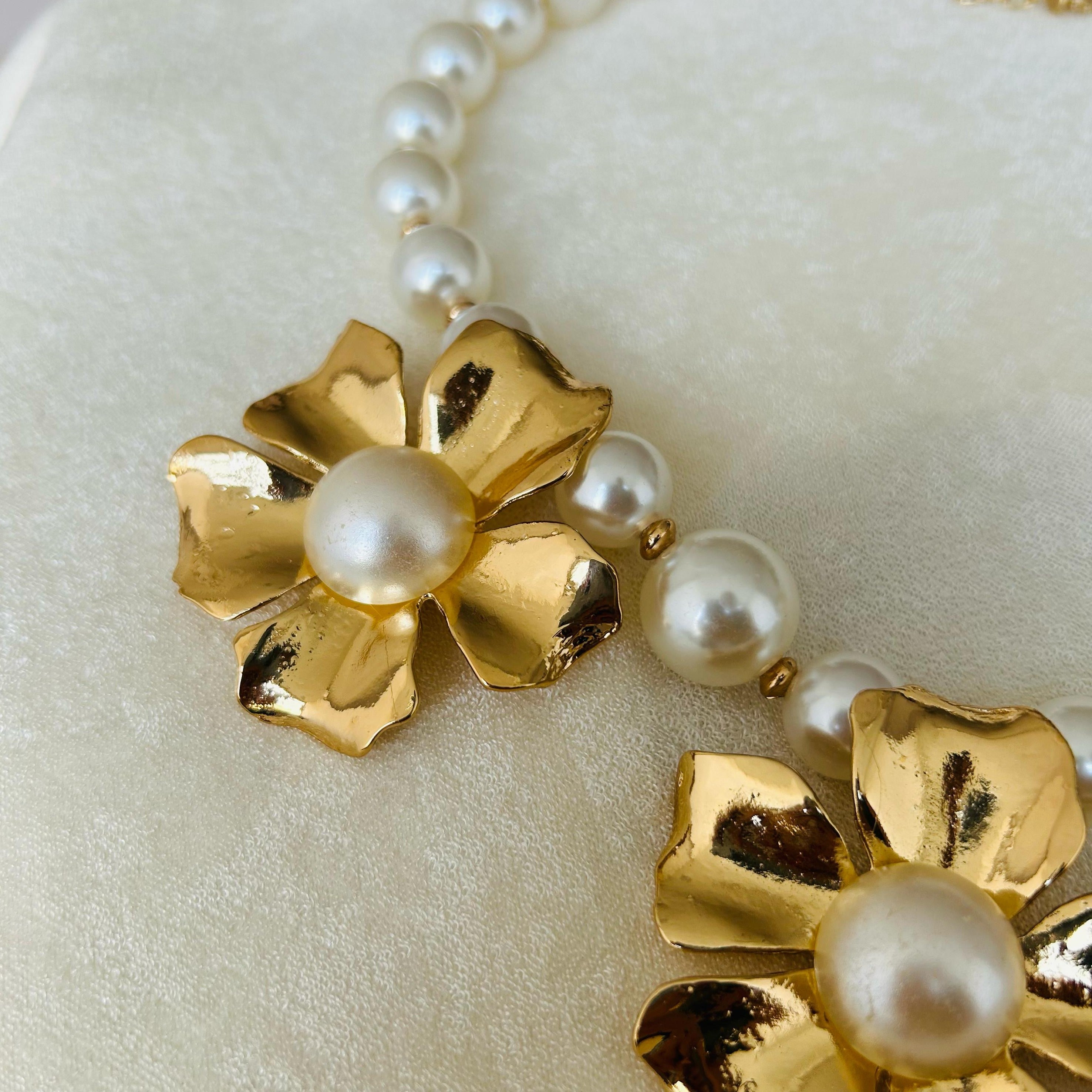 TFC Magna Flora Gold Plated Pearl Necklace