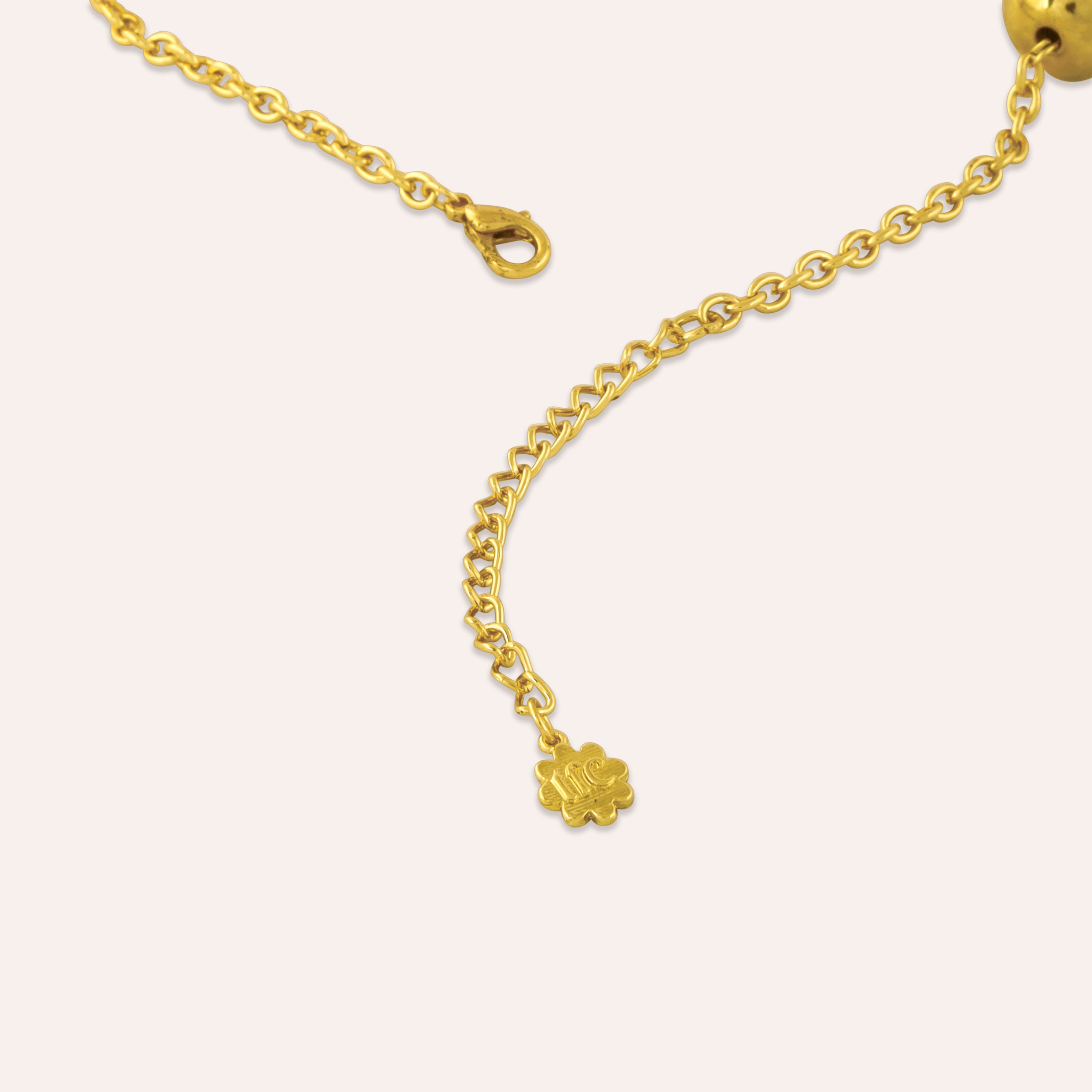 TFC Bold and Gold Pearl Beads Long Gold Plated Necklace